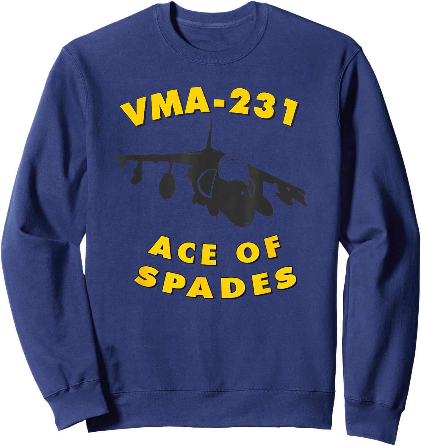 VMA-231 Ace of Spades Attack Squadron AV-8B Harrier Sweatshirt - Sweatshirt | Navy