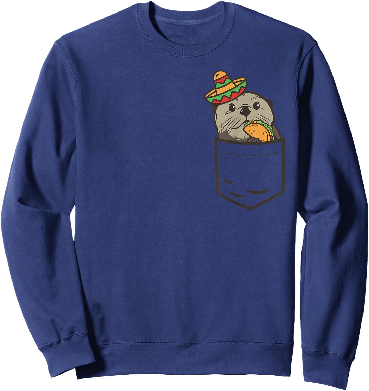 Cute Pocket Otter Cinco De Mayo Shirt Mexican Animal Taco Sweatshirt - Sweatshirt | Navy
