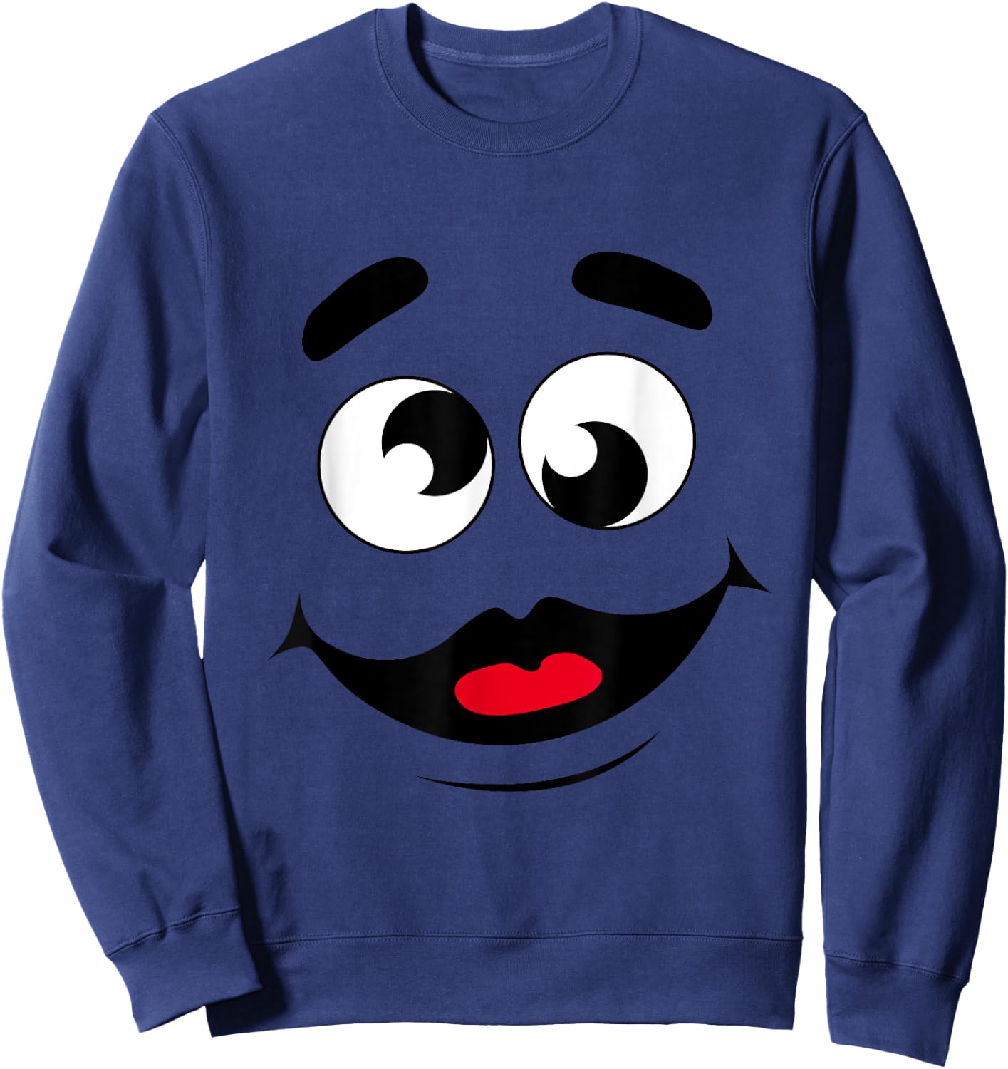 Funny Apparels And Grimace Face Store Funny Grimace Face For Halloween Costume - Adult, , Short Sleeve, , Purple, X-Small Sweatshirt - Sweatshirt | Navy