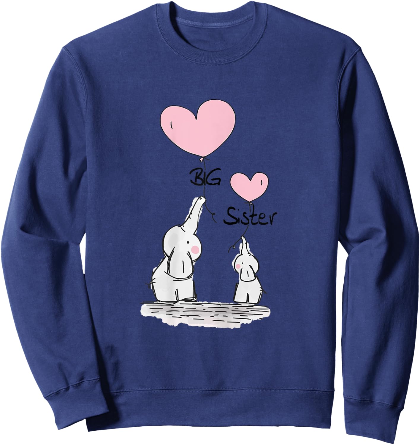 Big Sister Cute Elephants Gift Toddler Siblings Sweatshirt - Sweatshirt | Navy