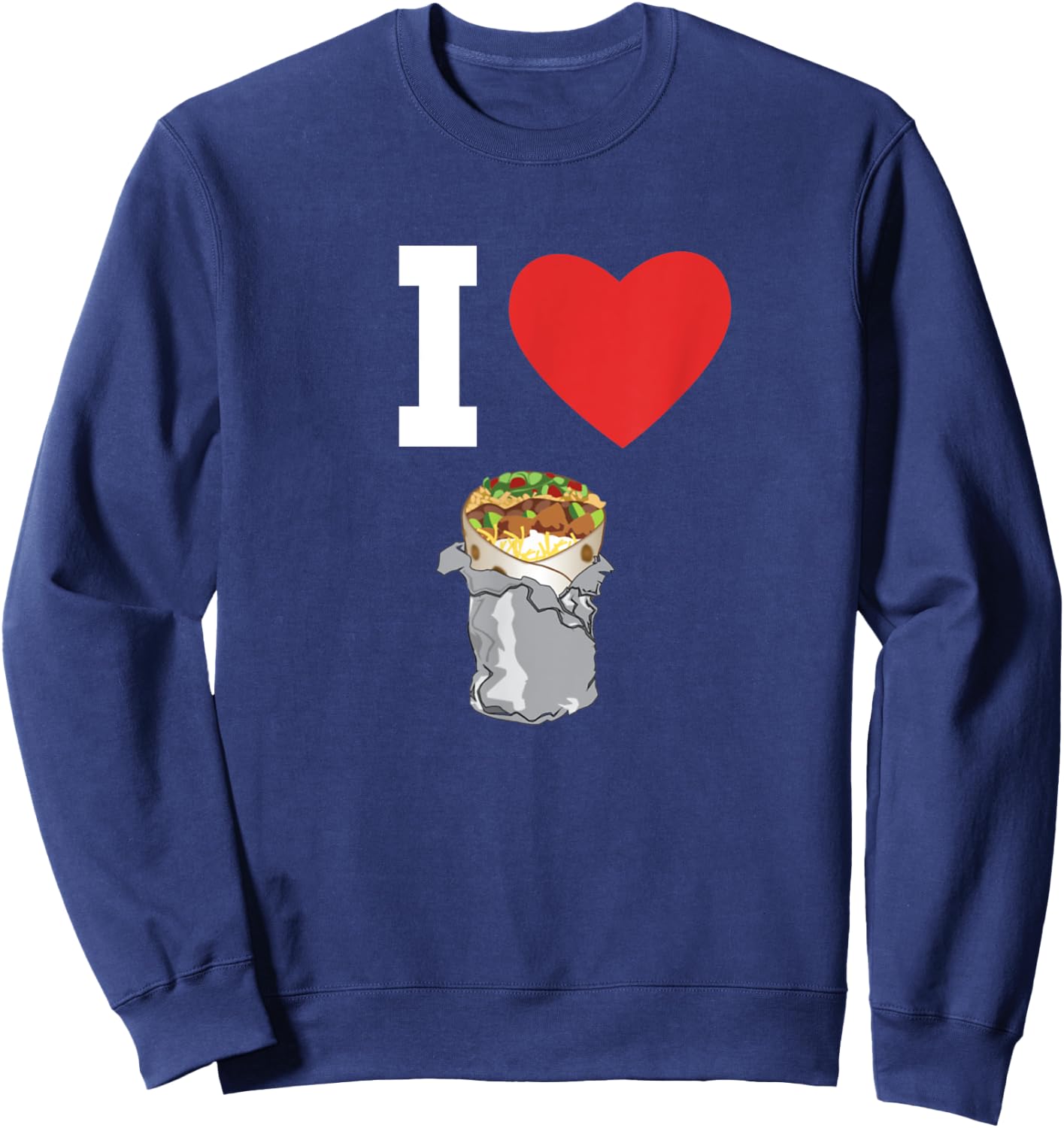 I Love Burritos Cartoon Funny Mexican Food Meme Gift Sweatshirt - Sweatshirt | Navy