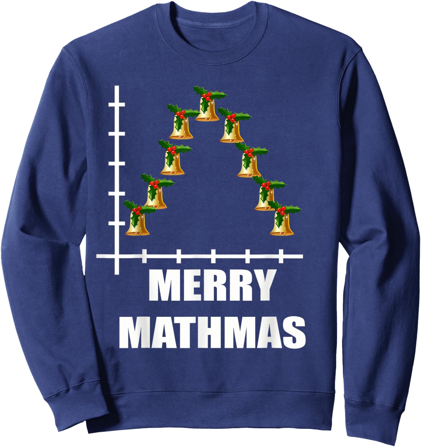 Gaussian Christmas Bell Curve Math Statistics Humor Gifts Sweatshirt - Sweatshirt | Navy