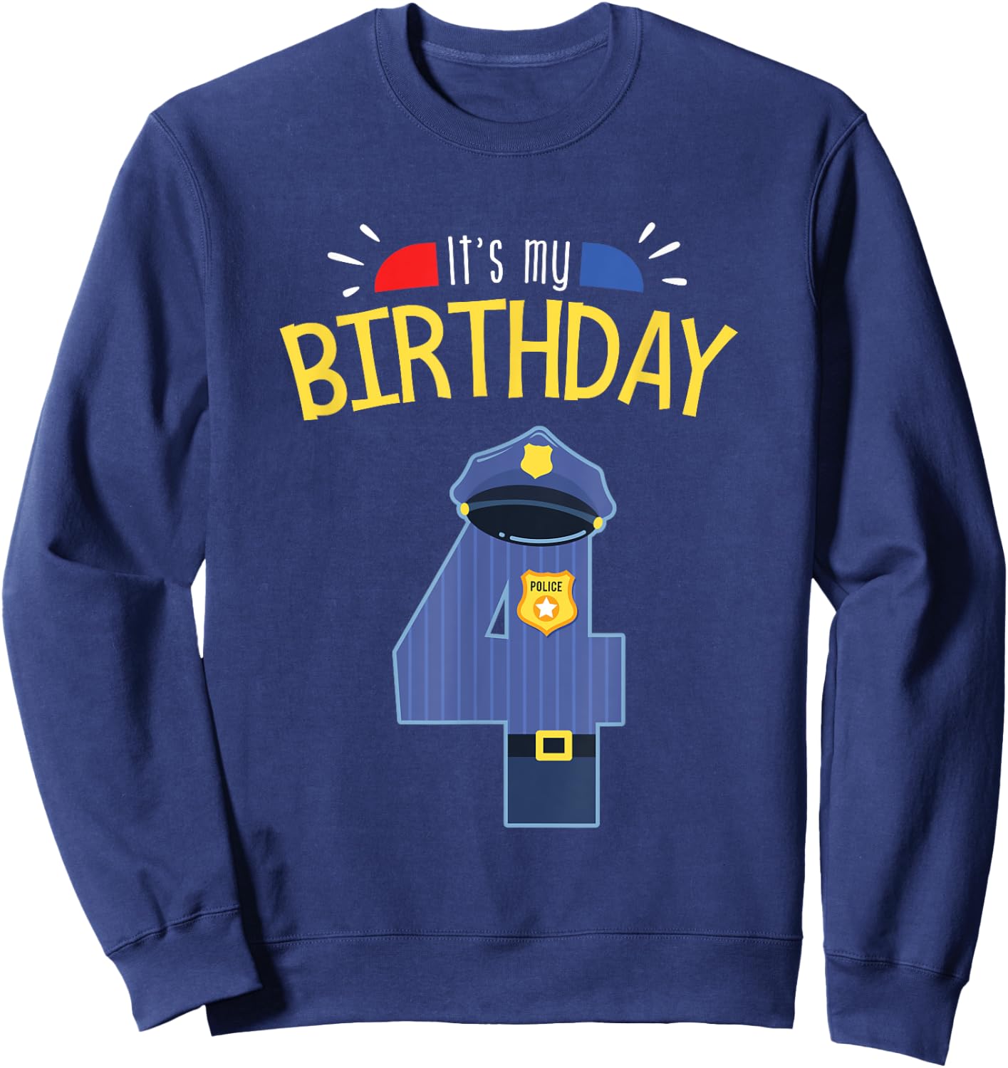 4th Birthday 4 Year Old Boys Police Officer Uniform Sweatshirt - Sweatshirt | Navy
