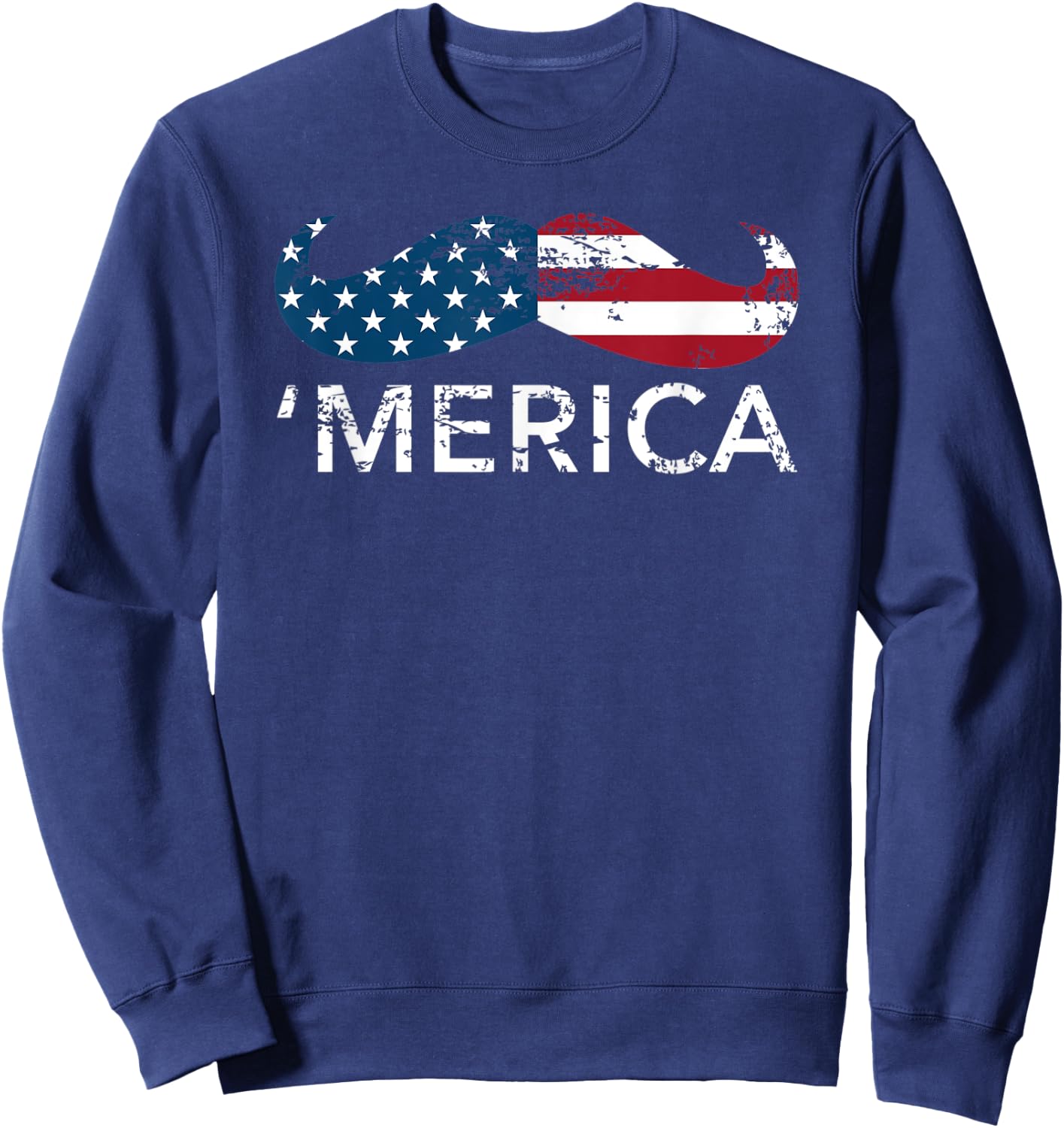 'Merica mustache Patriotic Memorial Day shirt Kids Men Sweatshirt - Sweatshirt | Navy