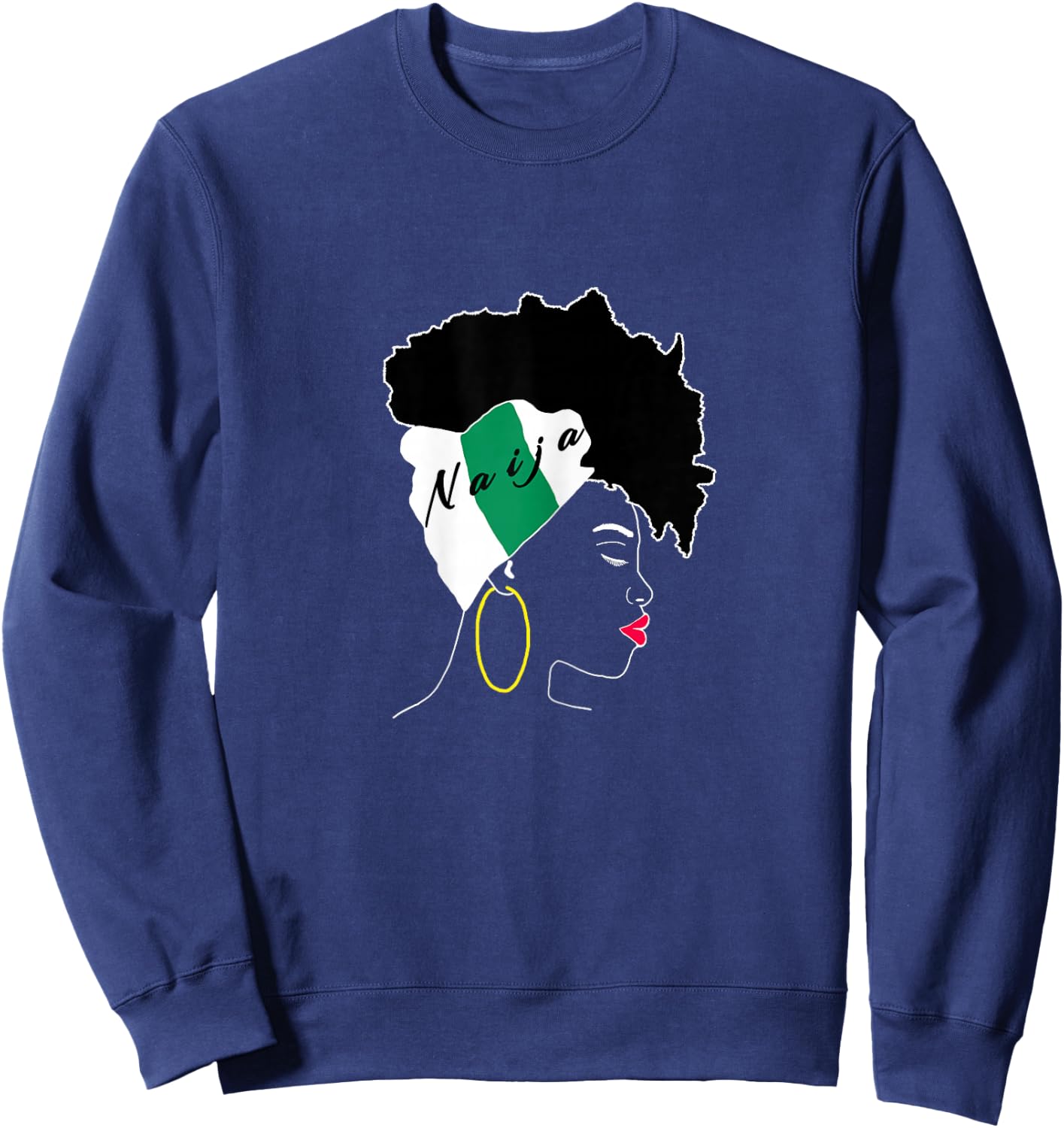 Nigerian patriotic girl silhouette Naija national flag Sweatshirt - Sweatshirt | Navy