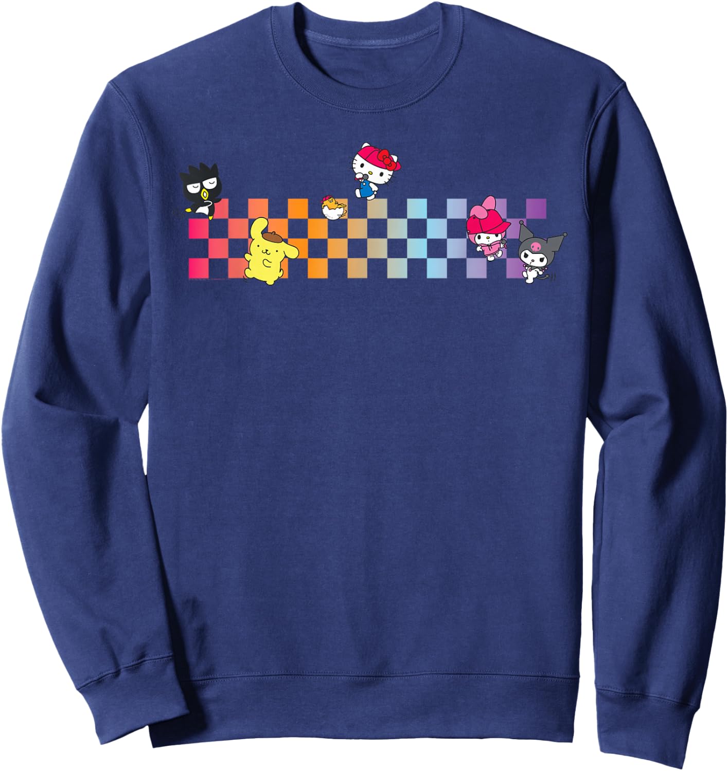 Hello Sanrio Characters Checkerboard Shirt Sweatshirt - Sweatshirt | Navy