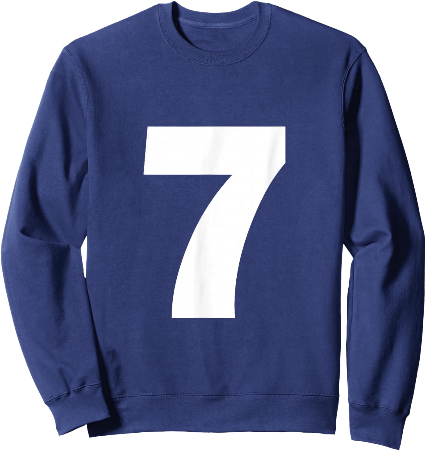 Number 7 Big Bold White Seven Numeral Group Sweatshirt - Sweatshirt | Navy