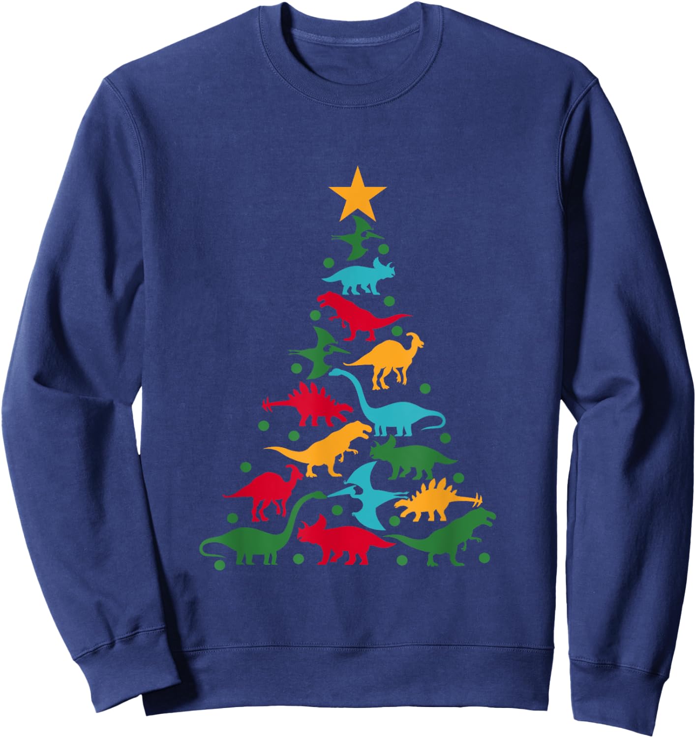 Dinosaur Christmas Tree Dino TRex Funny Dinosaur Xmas Sweatshirt - Sweatshirt | Navy