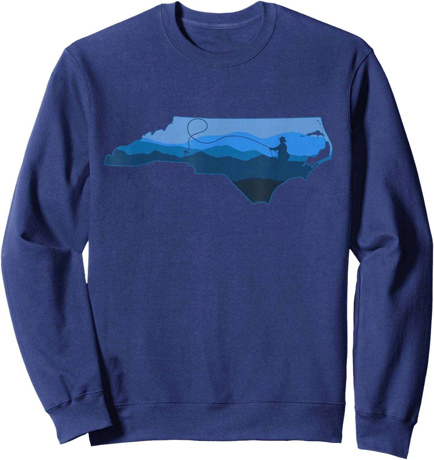 Fly Fishing North Carolina Appalachian Mountains Trout Fish Sweatshirt - Sweatshirt | Navy