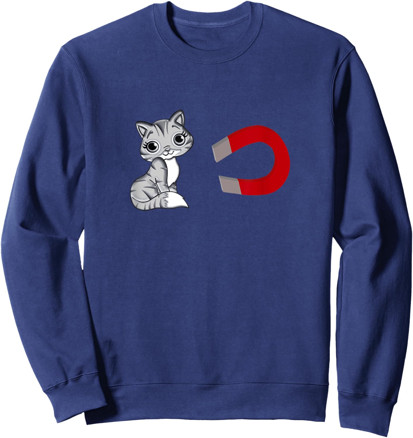 P Magnet Pussy Magnet Gag Gift Cat Kitten Kitty Cat Sweatshirt - Sweatshirt | Navy