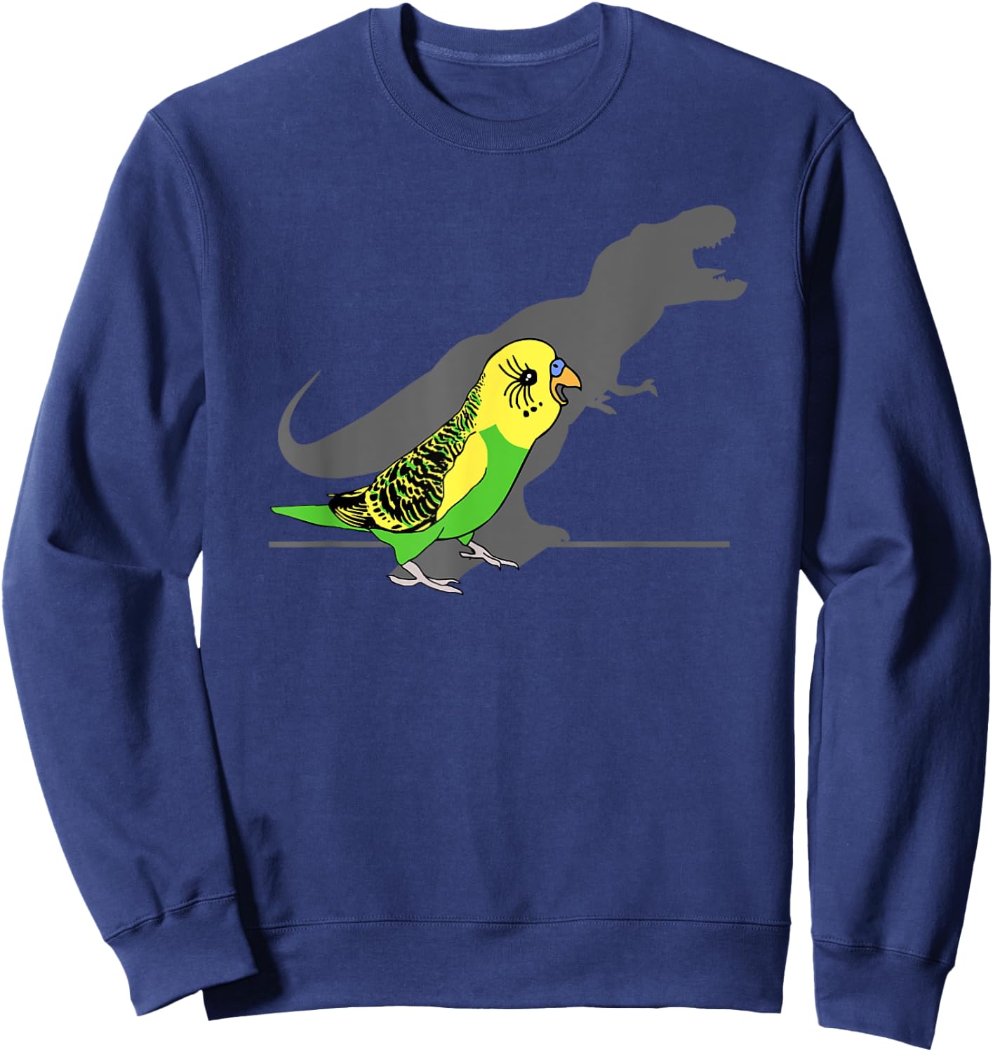 T-rex Green Budgie Parakeet Budgerigar Dinosaur shadow Bird Sweatshirt - Sweatshirt | Navy