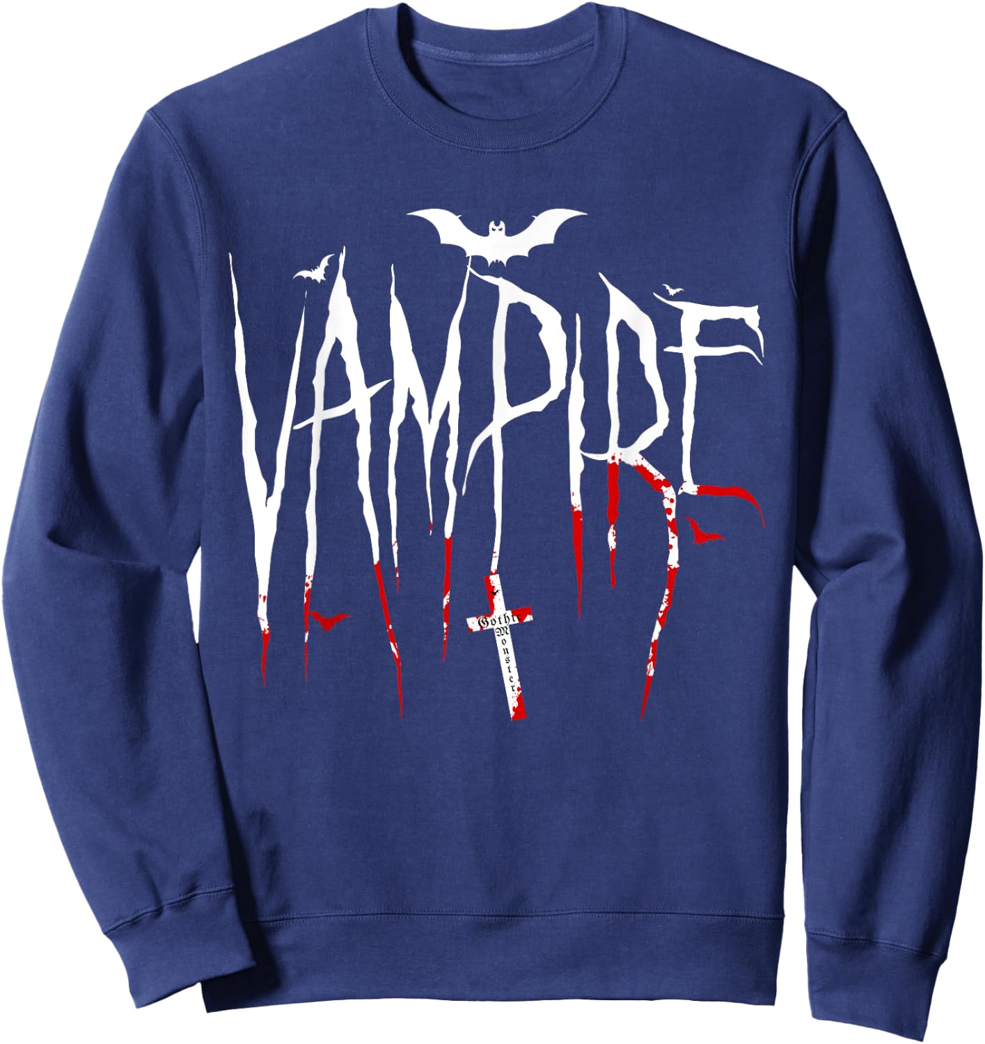 Vampire Bat Gothic Monsters Halloween Sweatshirt - Sweatshirt | Navy