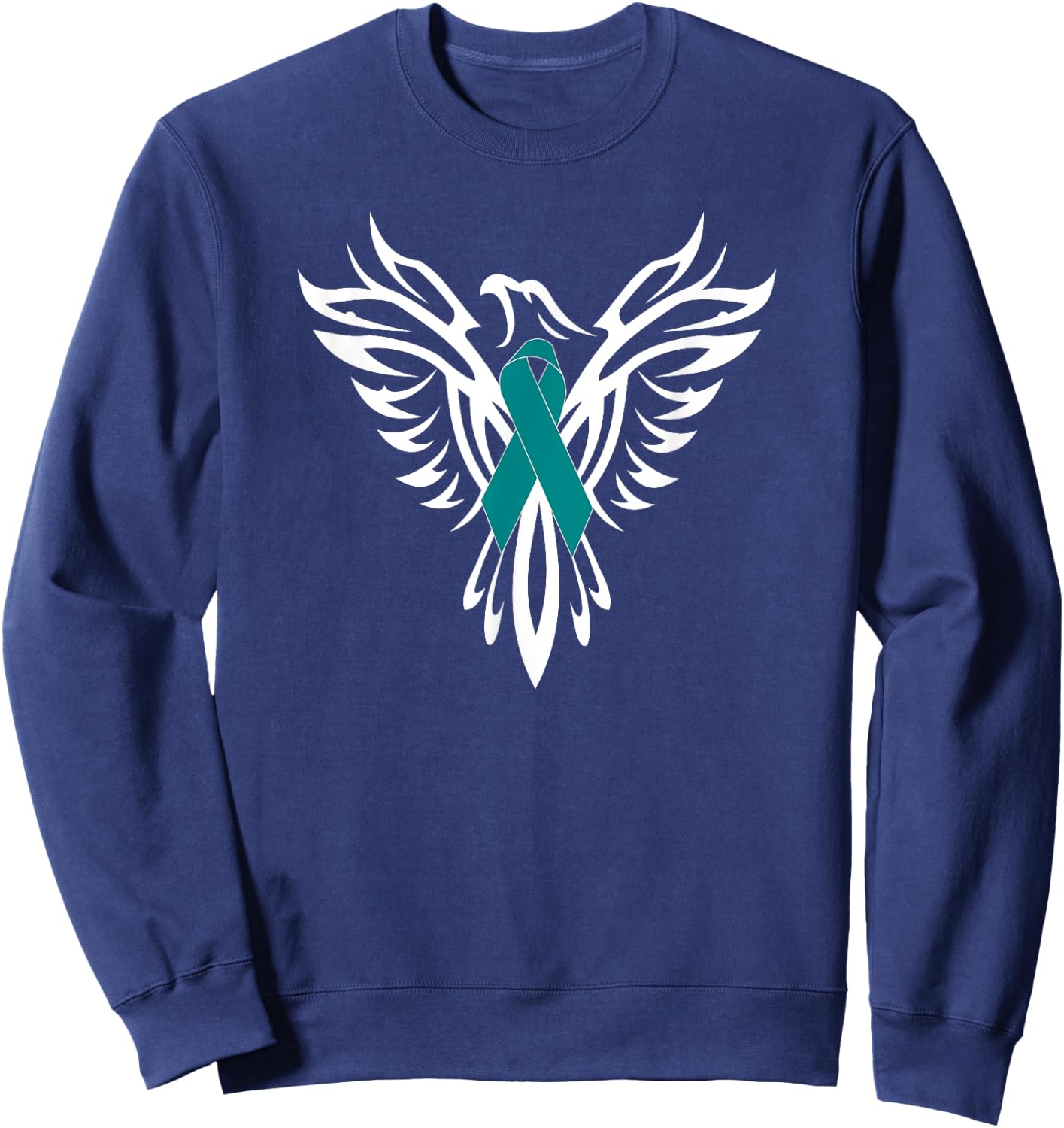 PTSD Awareness Apparel Phoenix Teal Ribbon Men Women Family Sweatshirt - Sweatshirt | Navy