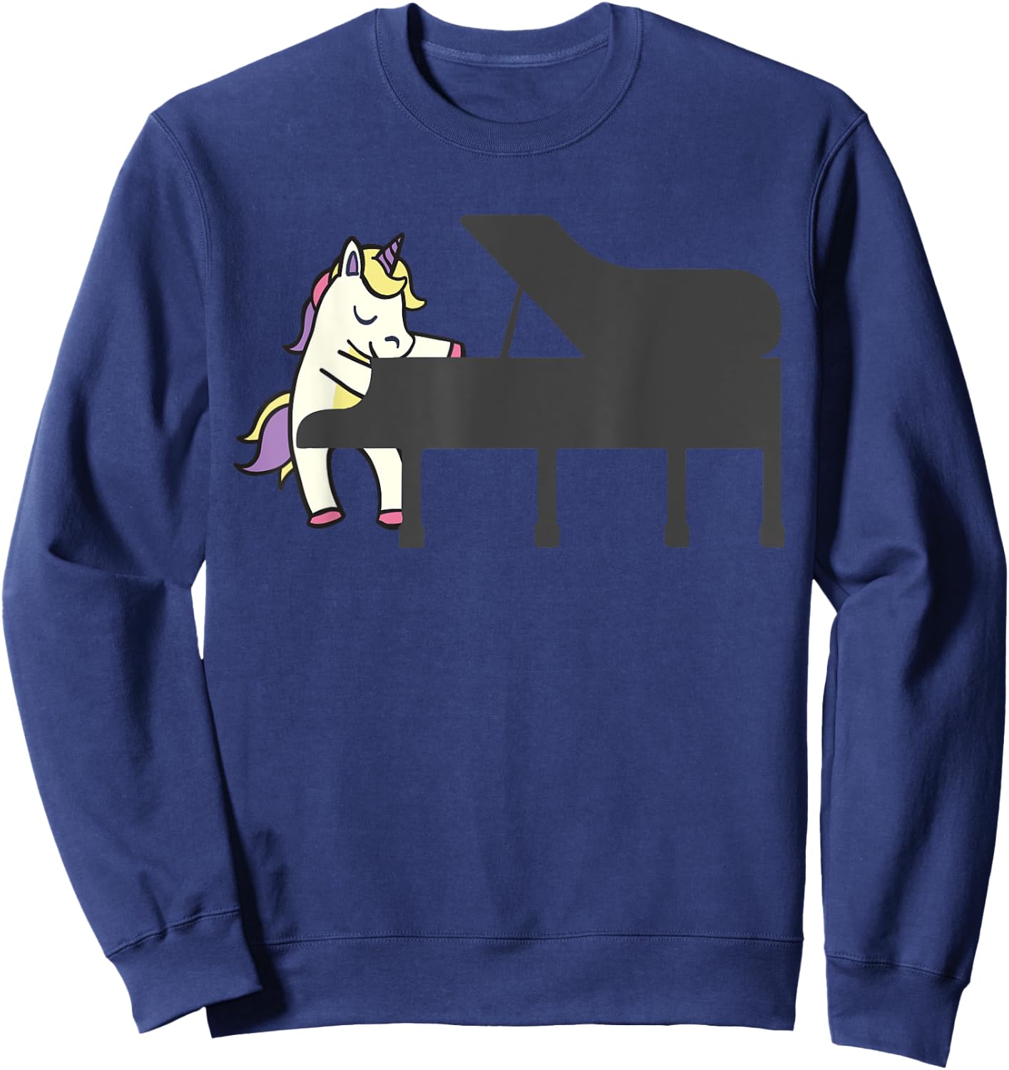 Unicorn Playing Piano Funny Magical Pianist Music Musician Sweatshirt - Sweatshirt | Navy