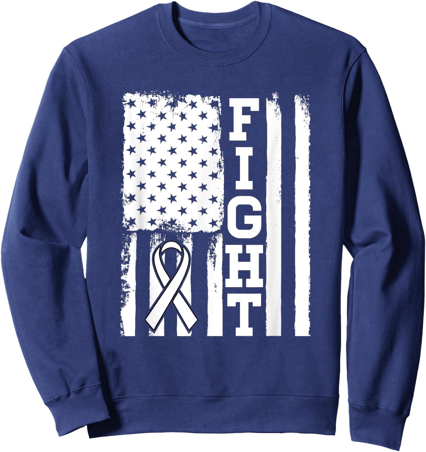 Fight Flag - Lung Cancer Shirt Gift Lung Cancer Fighter Sweatshirt - Sweatshirt | Navy
