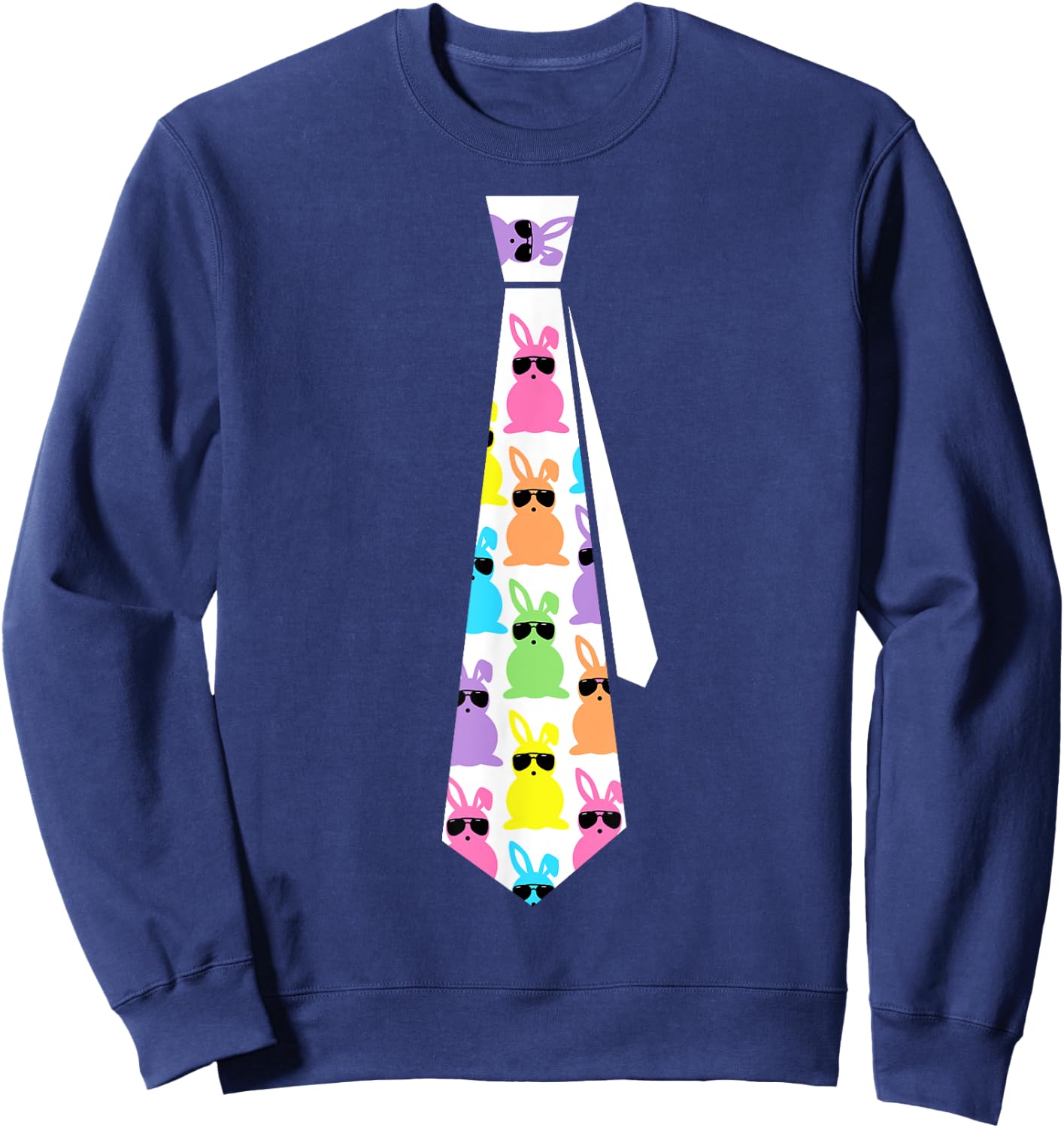 Easter Bunny Tie Funny Graphic for Boys Toddlers Men Sweatshirt - Sweatshirt | Navy