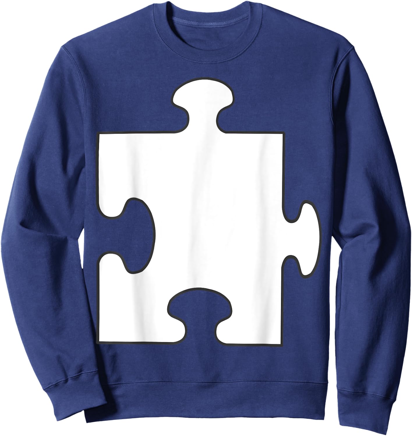Halloween Couple Group Costumes - White Puzzle Piece Costume Sweatshirt - Sweatshirt | Navy