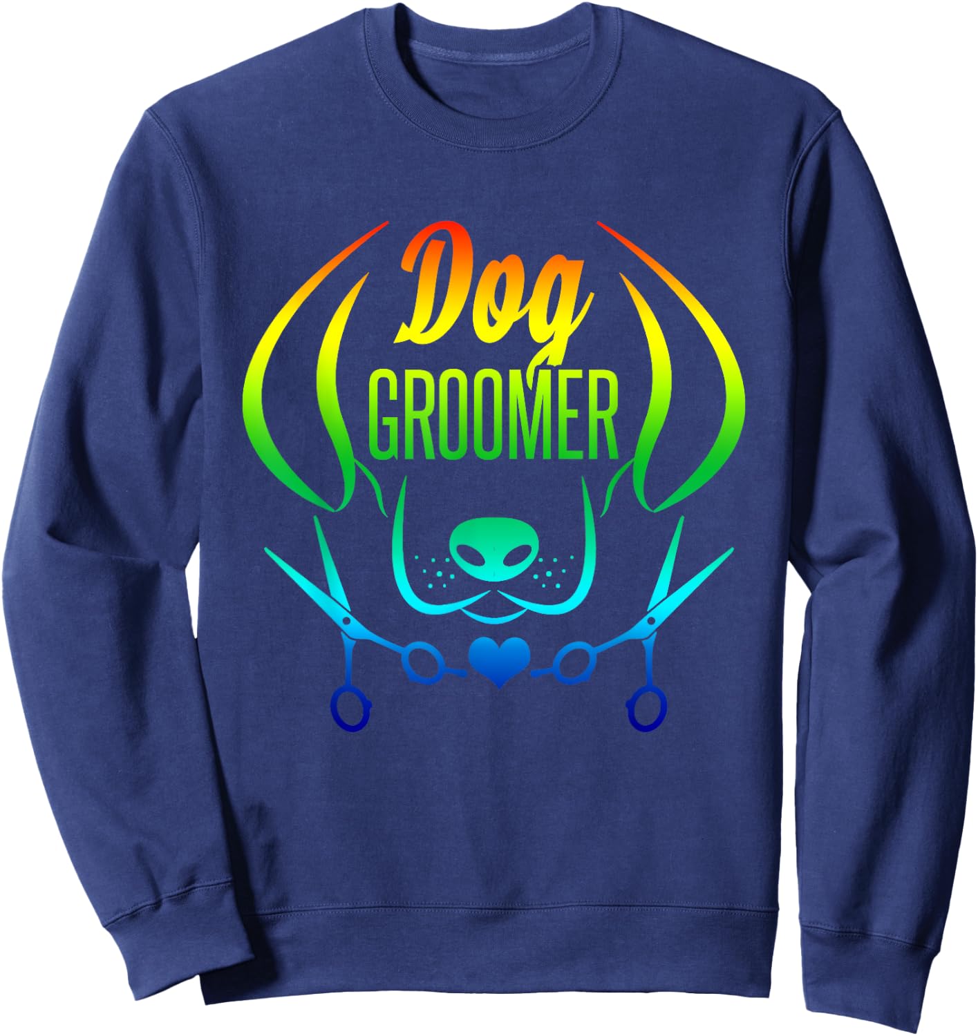 Cute Dog Groomer Rainbow Women Dog Grooming Sweatshirt - Sweatshirt | Navy