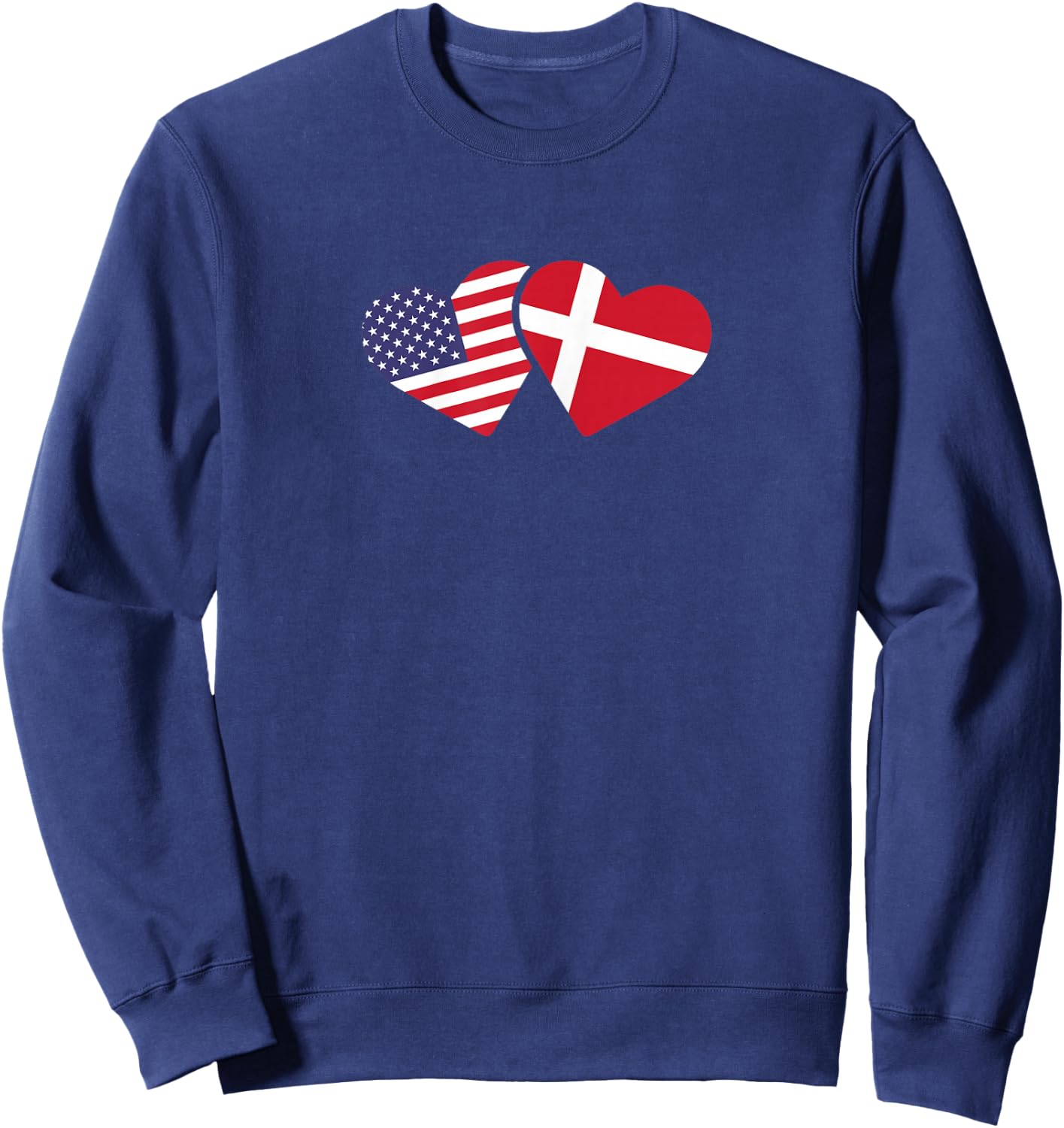 Denmark USA Flag T Shirt Heart Danish American Love Sweatshirt - Sweatshirt | Navy