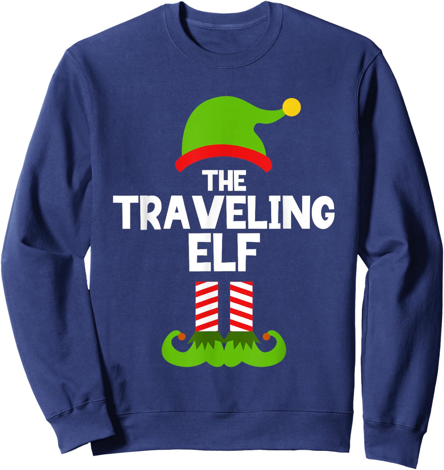 Funny The Traveling Elf Christmas Family Pajama Travel Sweatshirt - Sweatshirt | Navy