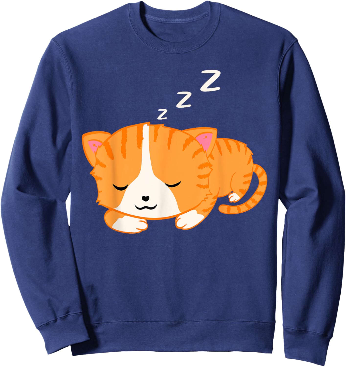Sleeping Snoring Graphic Cat Animal Women Kids Sweatshirt - Sweatshirt | Navy