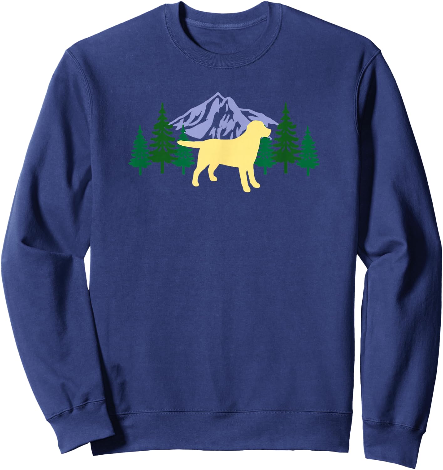 Yellow Labrador Outline Silhouette Evergreen Sweatshirt - Sweatshirt | Navy