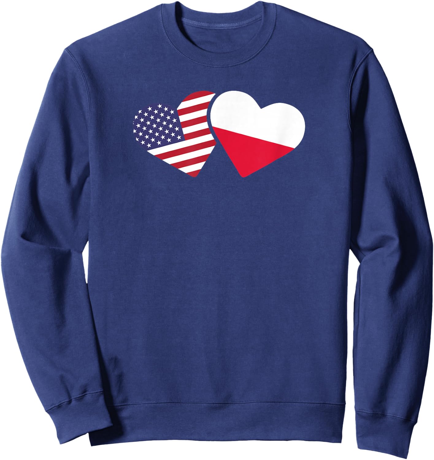 Poland USA Flag T Shirt Heart Polish American Love Sweatshirt - Sweatshirt | Navy