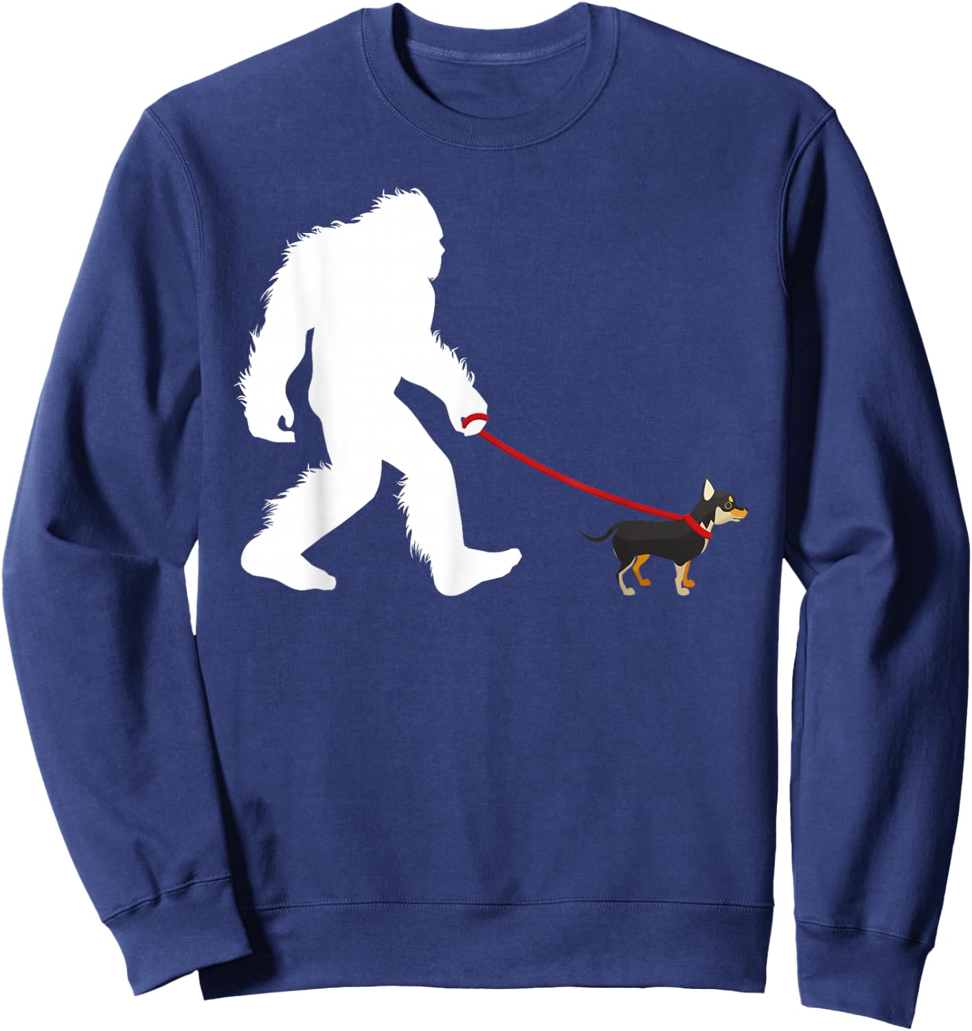 Bigfoot Walking Chihuaha Dog Walker Sweatshirt - Sweatshirt | Navy