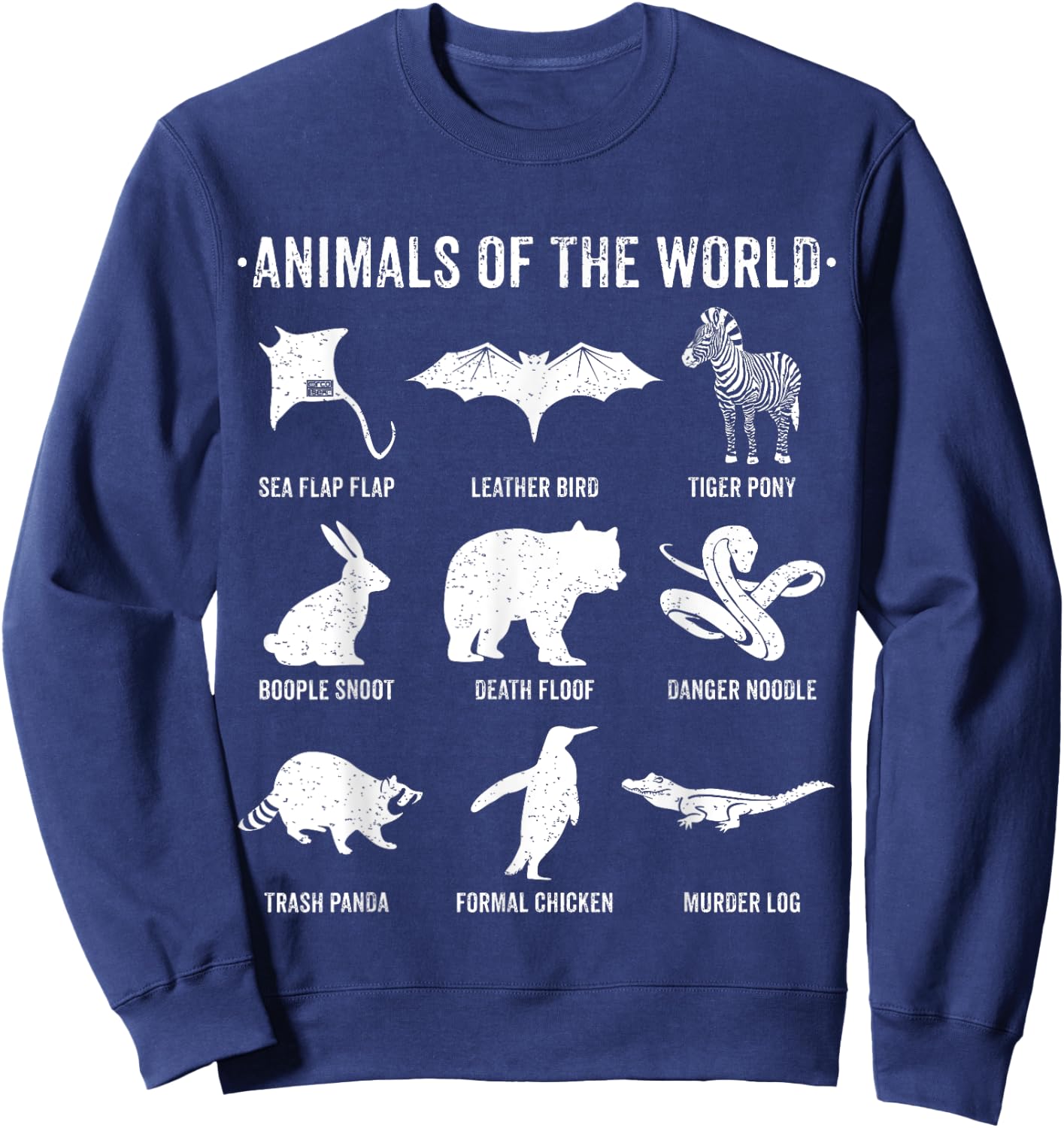 Simple Vintage Humor Funny Rare Animals of the World Sweatshirt - Sweatshirt | Navy