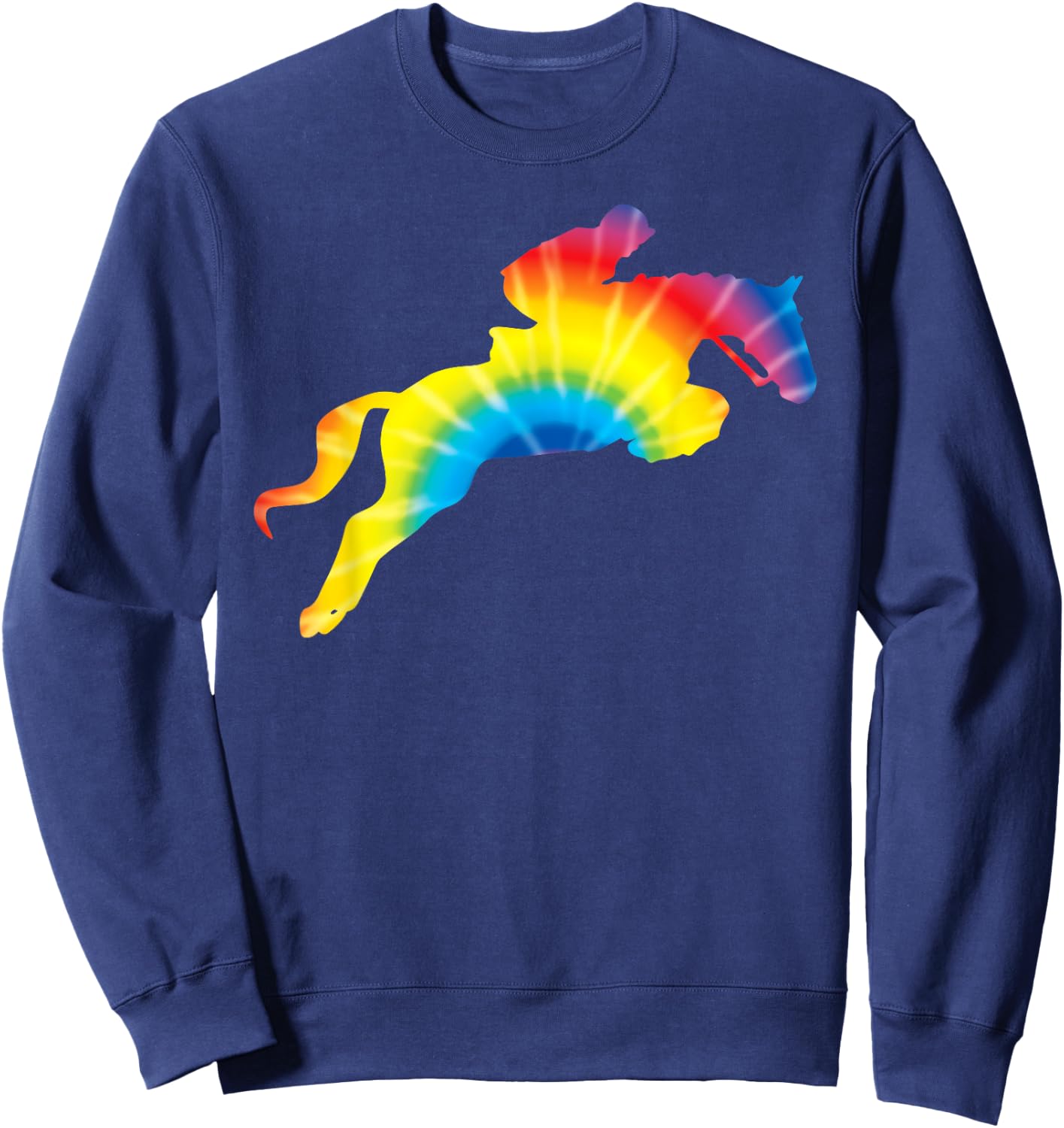 Tie Dye English Hunter Jumper Girl Riding Horse Gift Sweatshirt - Sweatshirt | Navy