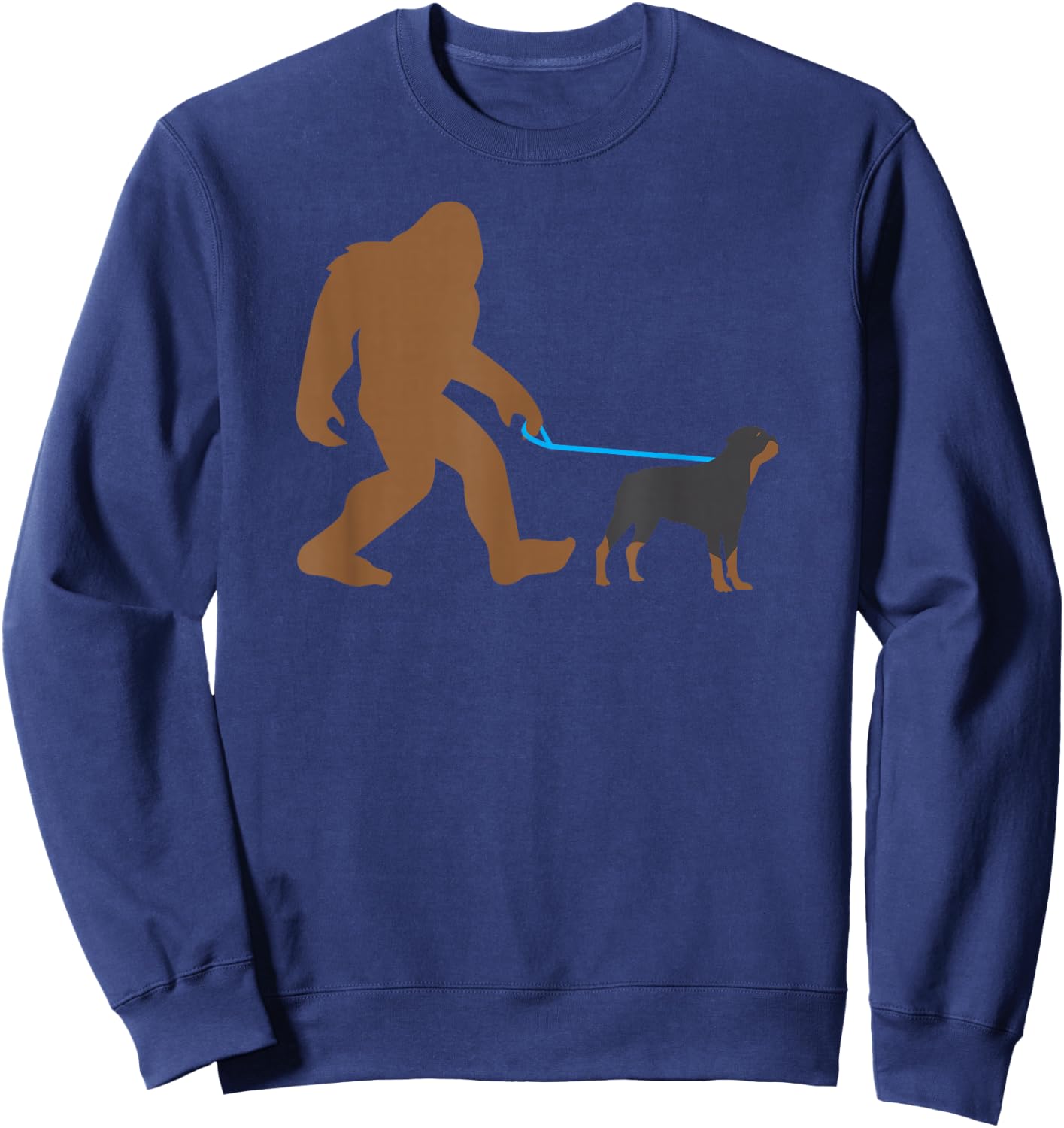 Bigfoot Walking Rottweiler Dog Funny Sasquatch Gift Sweatshirt - Sweatshirt | Navy