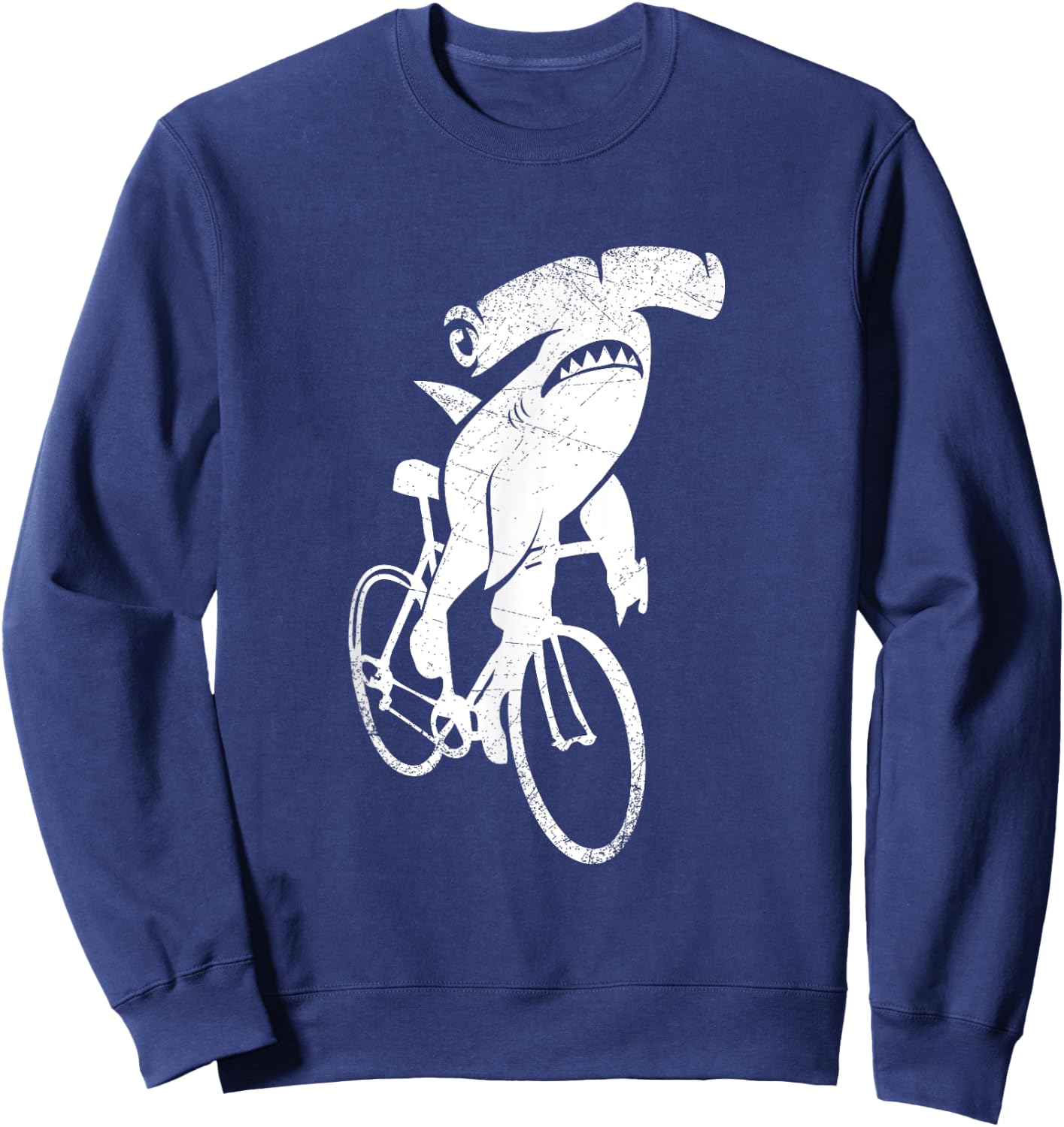 Hammerhead Shark On A Bicycle Shark Sweatshirt - Sweatshirt | Navy