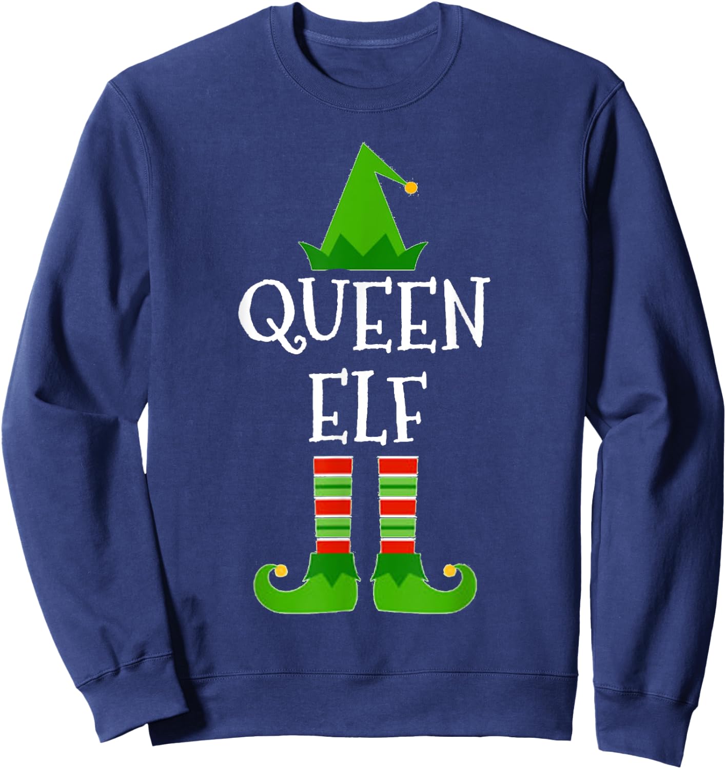 Queen Elf Matching Family Group Christmas T Shirt Sweatshirt - Sweatshirt | Navy
