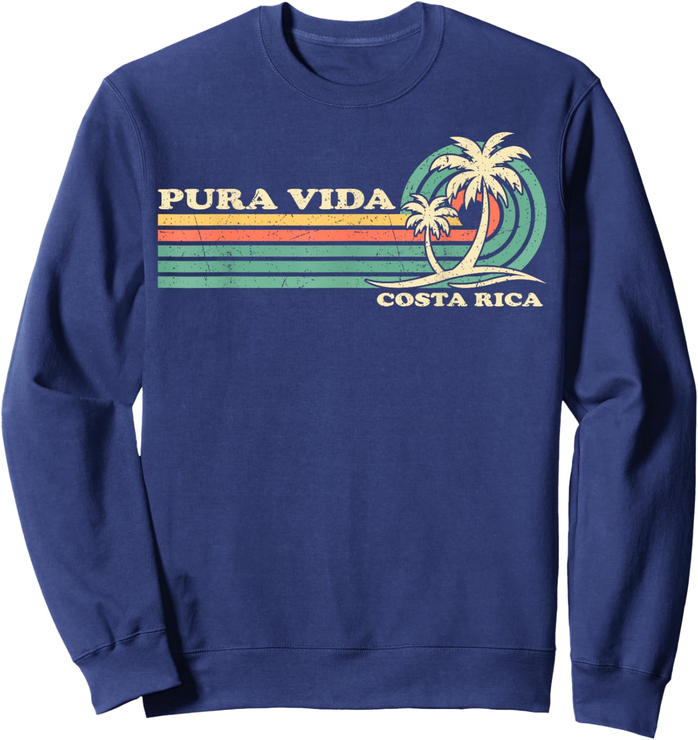 Pura Vida Beach Costa Rica Summer Vintage Family Vacation Sweatshirt - Sweatshirt | Navy