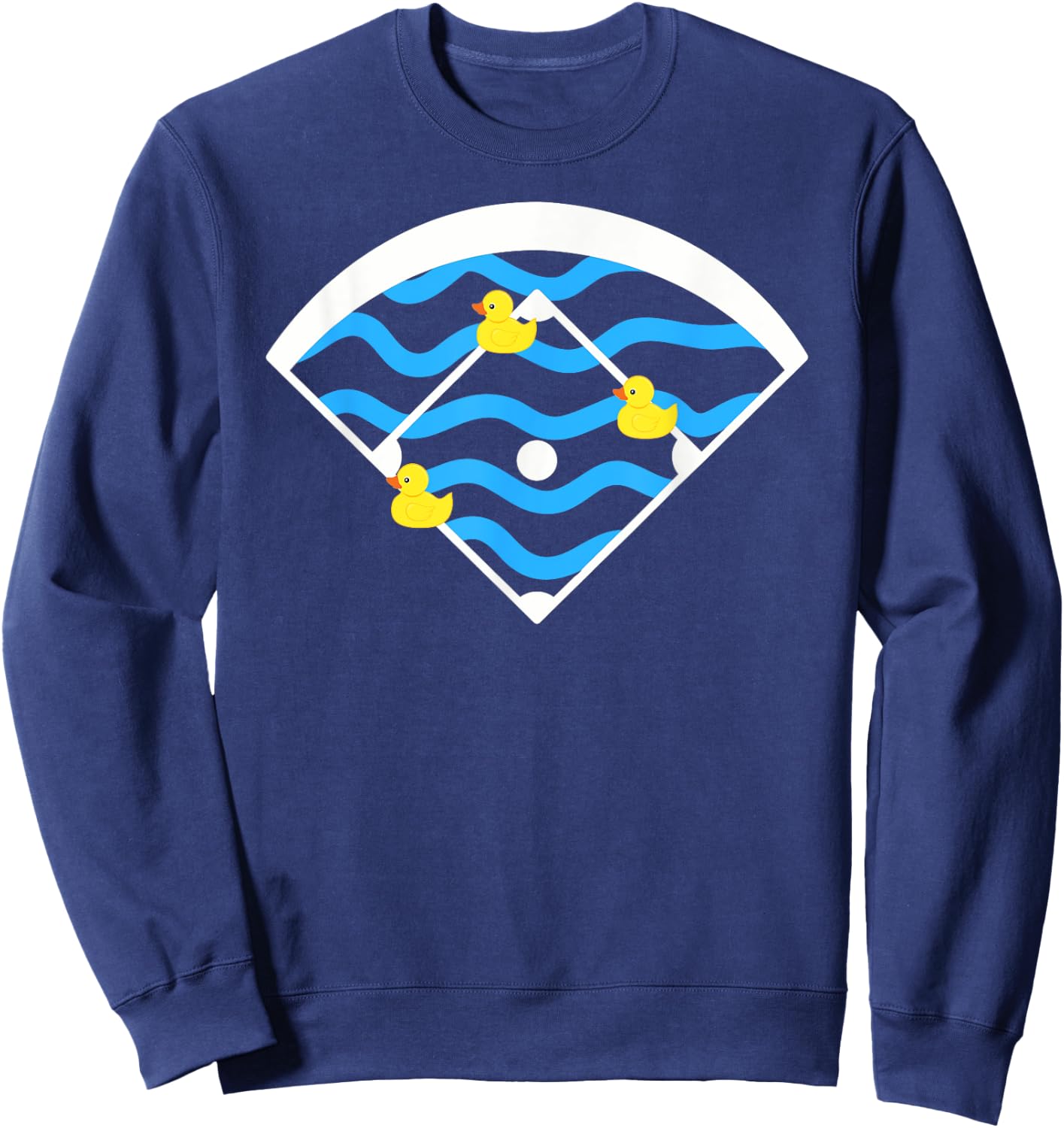 Ducks Left on the Pond Funny Baseball Field Sweatshirt - Sweatshirt | Navy