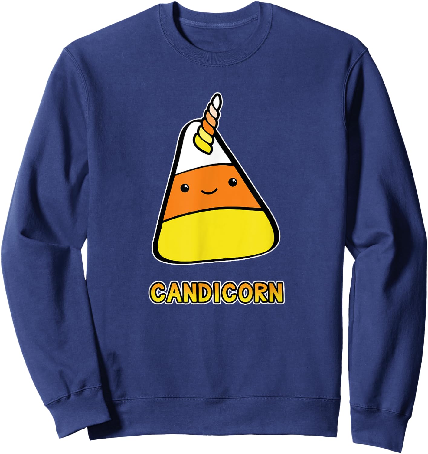 Candy Corn Kawaii Halloween Unicorn Pun Candicorn Sweatshirt - Sweatshirt | Navy