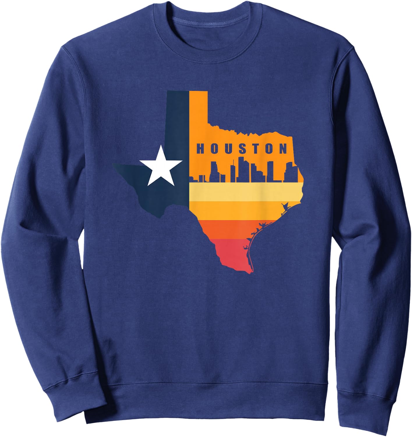 Houston City Texas Map for Patriotic Texan Sweatshirt - Sweatshirt | Navy
