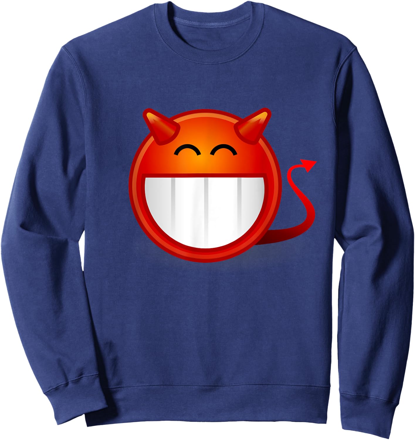 Evil Devil With Horns Emoticon - Satan - Lucifer 666 Sweatshirt - Sweatshirt | Navy