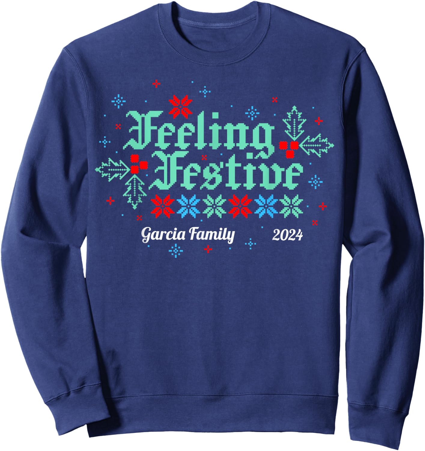 Custom Matching Family Christmas , Women and Kids - Personalize for your Family Sweatshirt - Sweatshirt | Navy