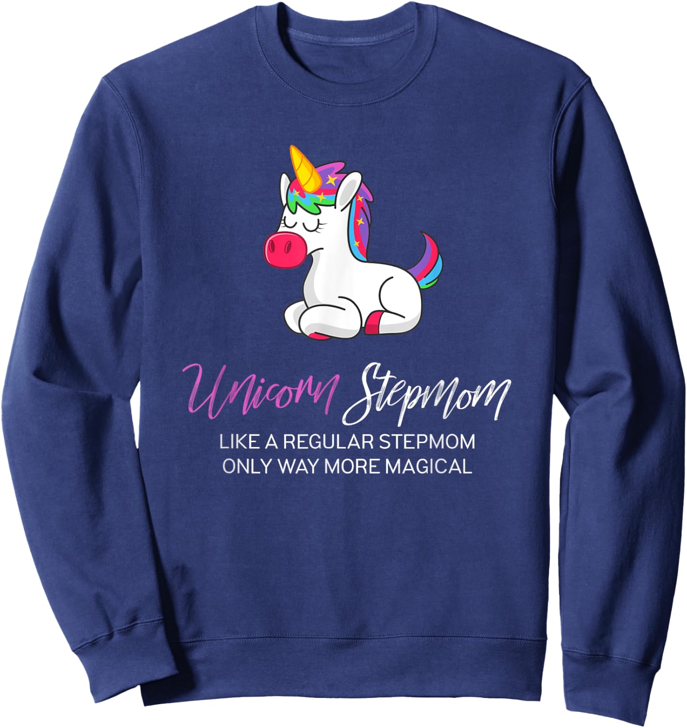 Unicorn StepMom Shirt, Step Mom of the Birthday Girl Shirt Sweatshirt - Sweatshirt | Navy
