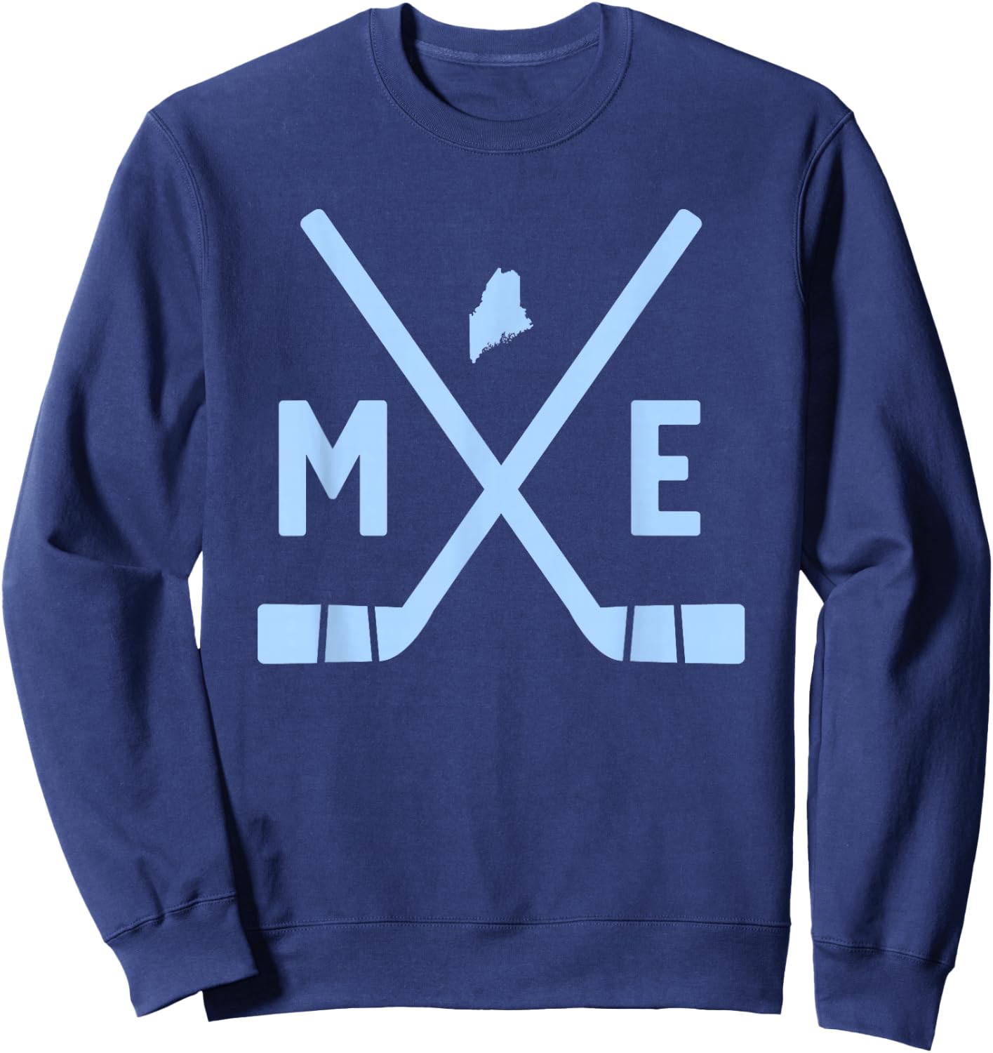Vintage Maine Ice Hockey Sticks State Outline Sweatshirt - Sweatshirt | Navy