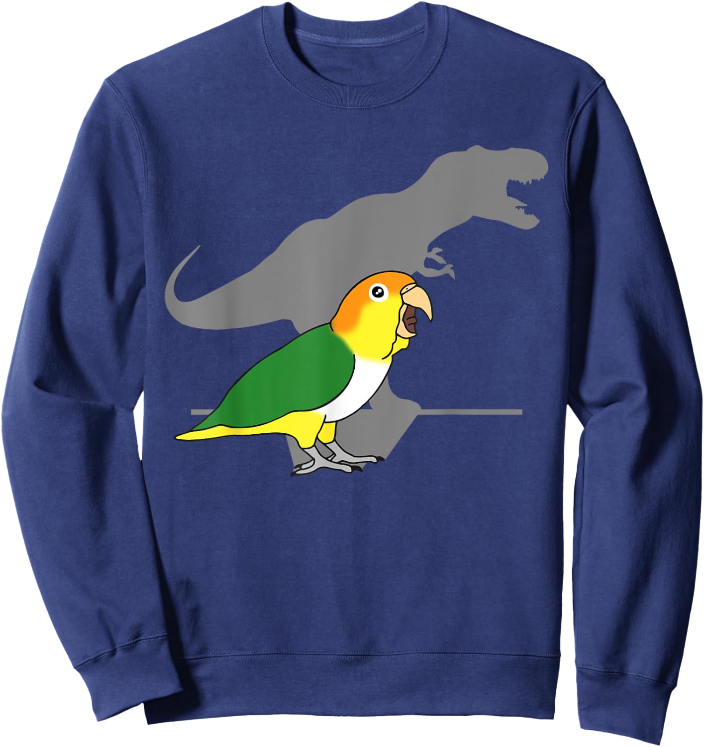 White bellied caique T-rex, birb memes, dinosaur parrot Sweatshirt - Sweatshirt | Navy