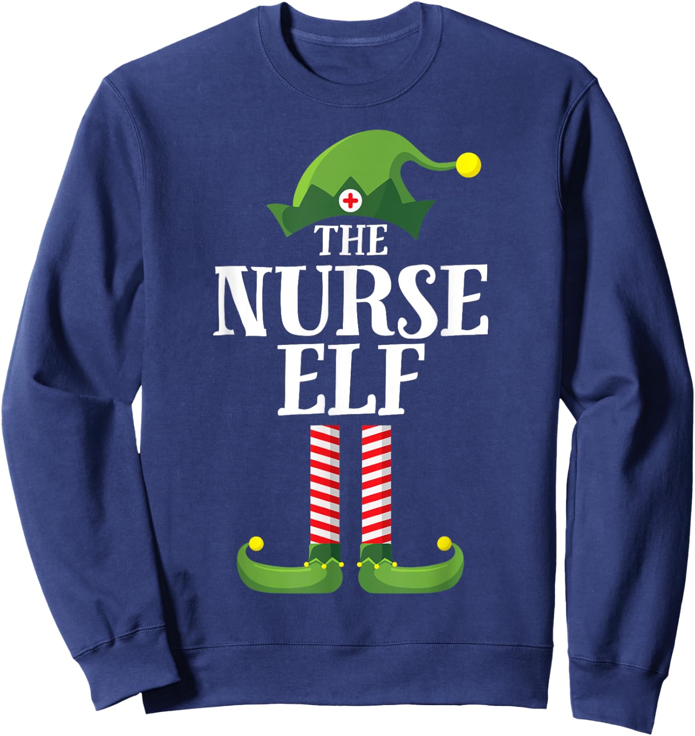 Nurse Elf Matching Family Group Christmas Party Pyjamas Sweatshirt - Sweatshirt | Navy