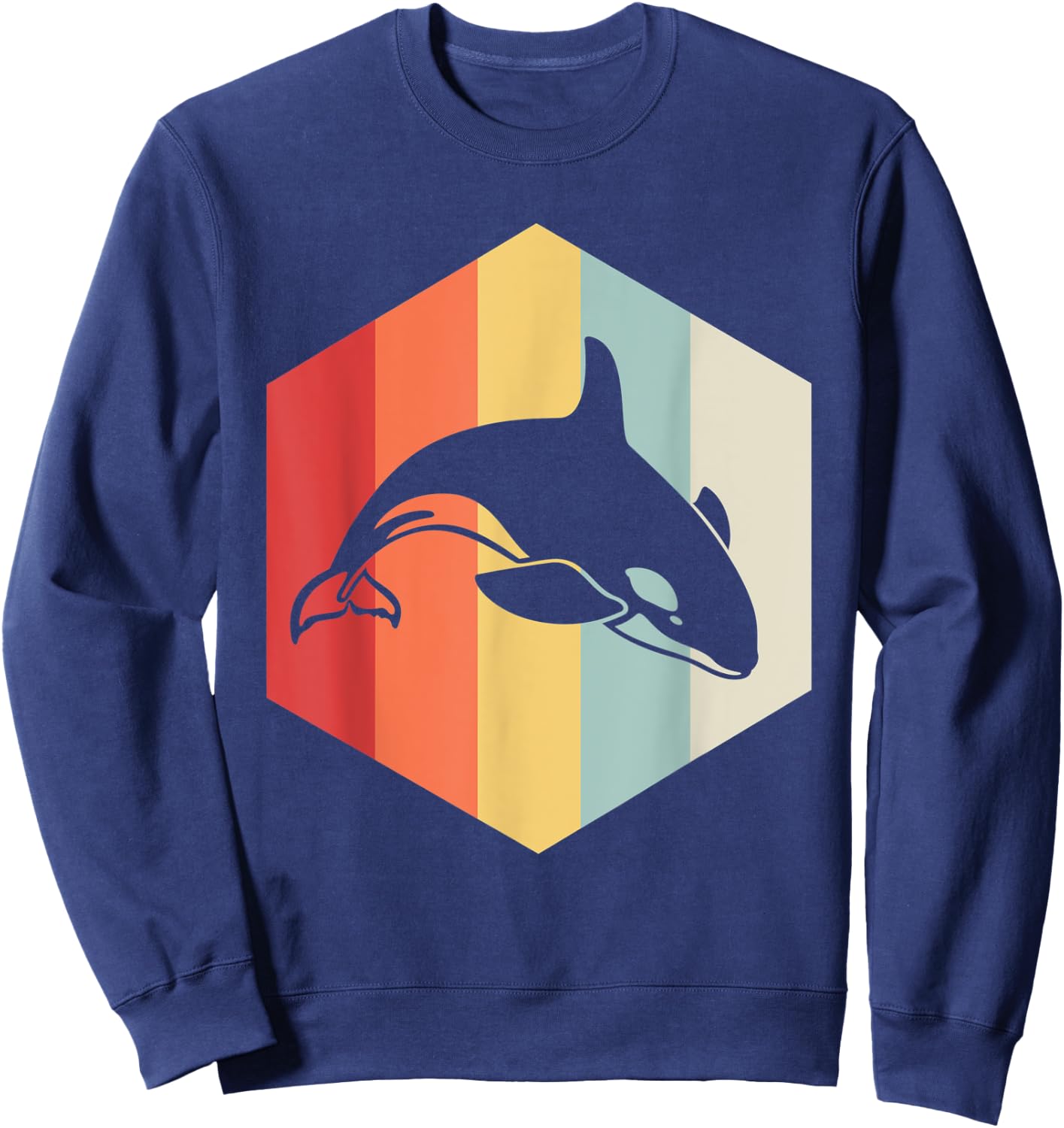 Retro Orca Animal Vintage Killer Whale Sweatshirt - Sweatshirt | Navy