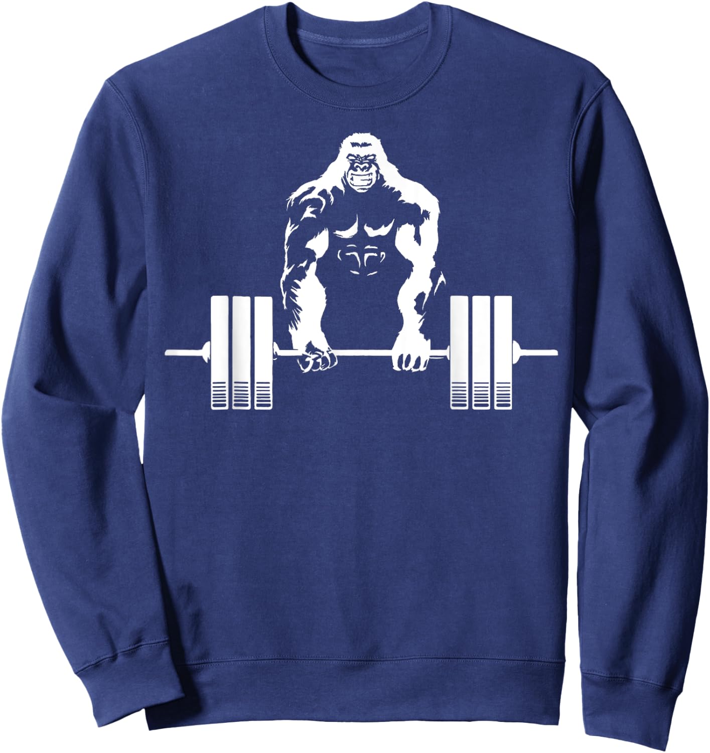 Weightlifting Gorilla Gym - Fitness Gorilla Lifting - Black, , Small, Short Sleeve, Classic Fit, Cotton, Polyester Blend Sweatshirt - Sweatshirt | Navy