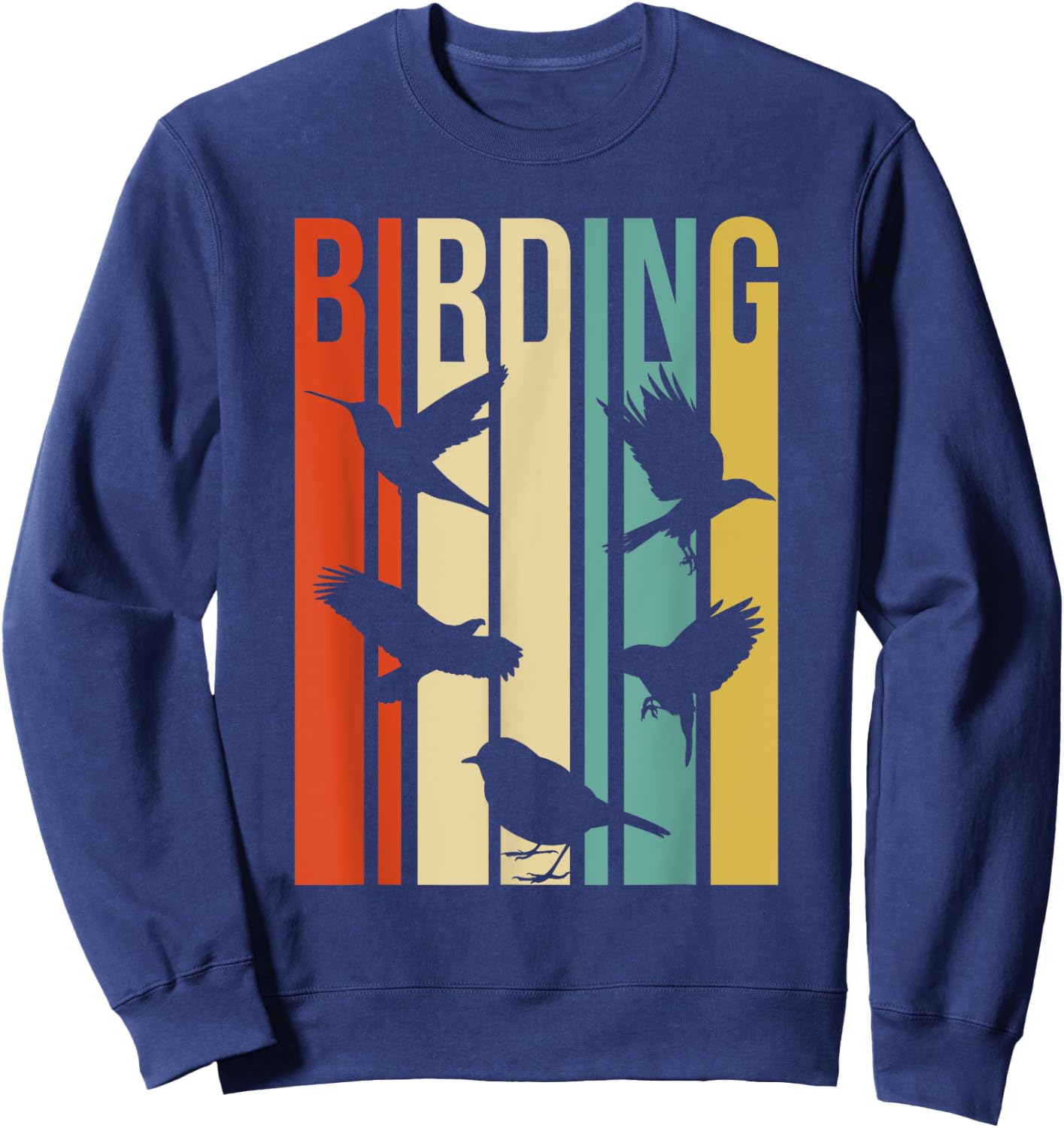Vintage Style Birding For Birders With Birds Sweatshirt - Sweatshirt | Navy