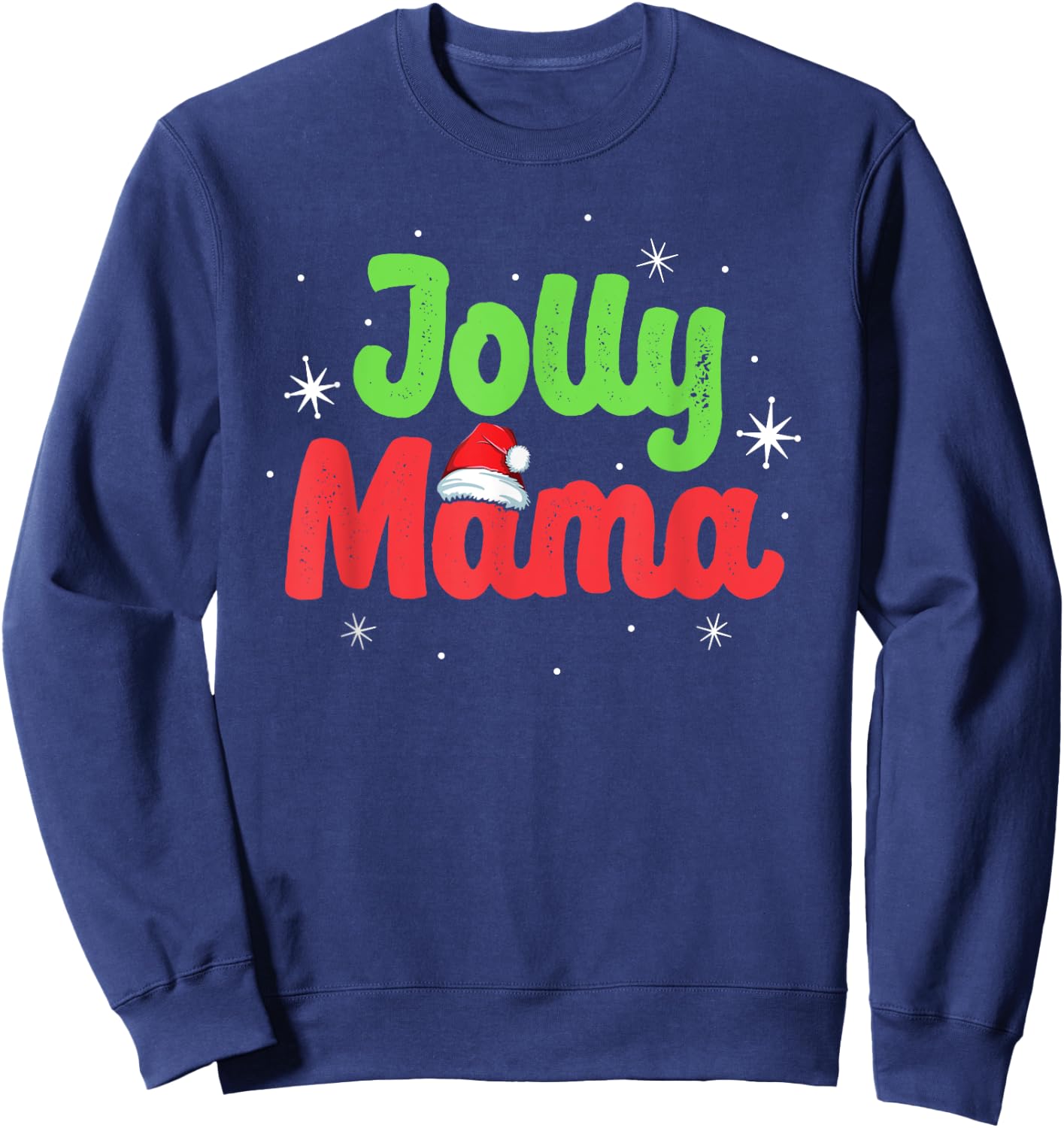 Vintage Jolly Mama Mom Mother Matching Family Christmas Sweatshirt - Sweatshirt | Navy
