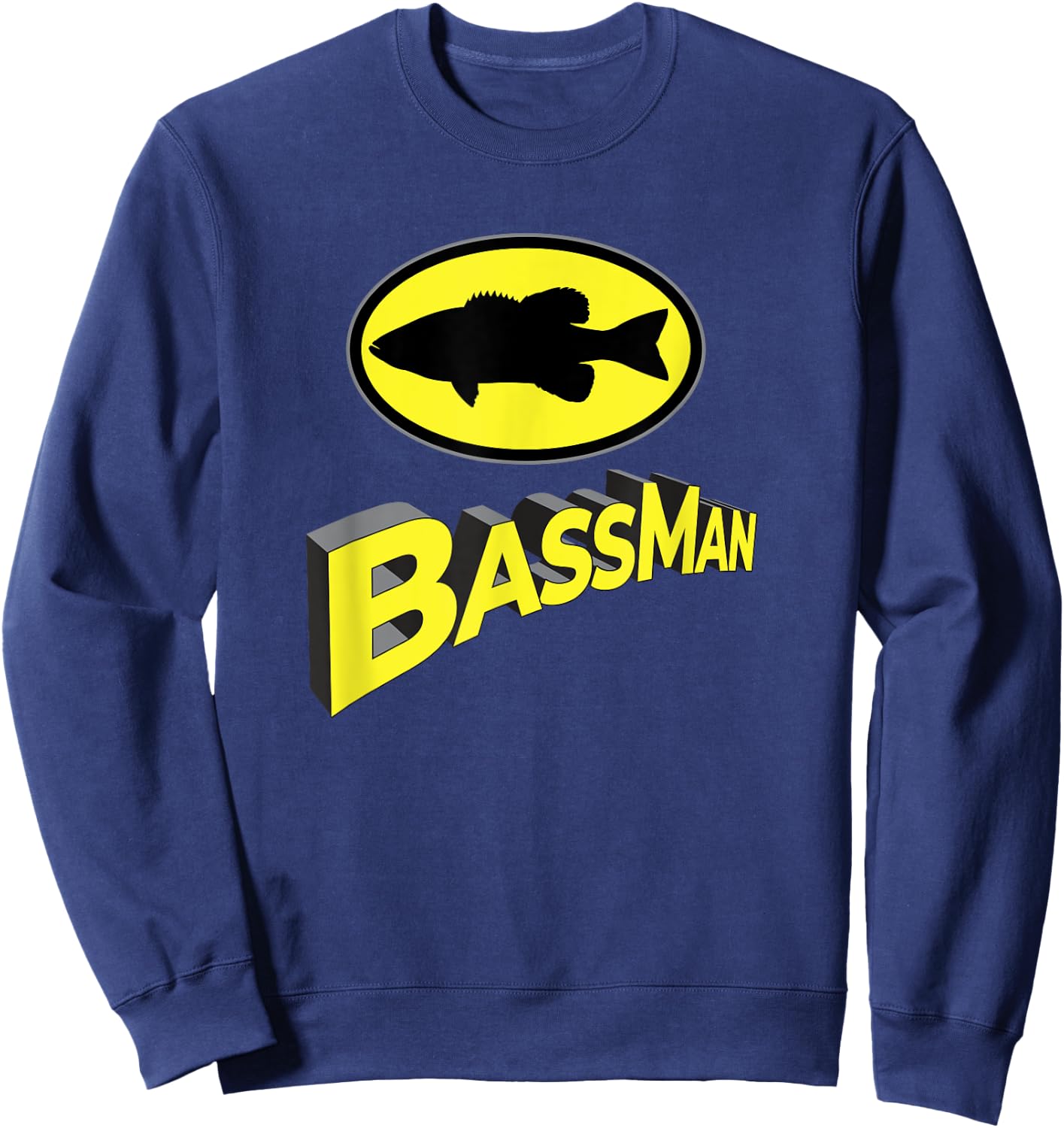 Classic Bass Man Fishing Design Men Superhero Novelty Sweatshirt - Sweatshirt | Navy