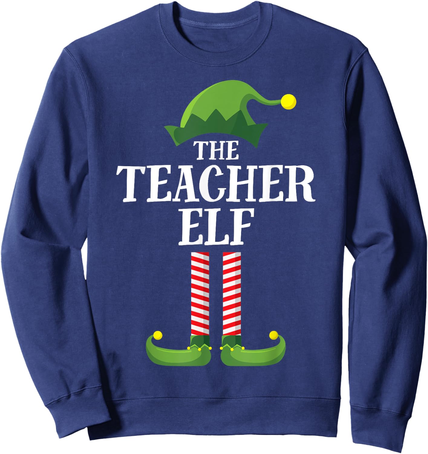 Teacher Elf Matching Family Group Christmas Party Pyjamas Women Kids Sweatshirt - Sweatshirt | Navy