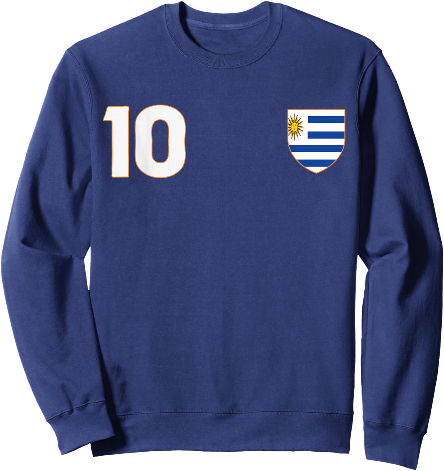 Uruguay Flag Number 10 Shield Emblem National Pride Sweatshirt - Sweatshirt | Navy